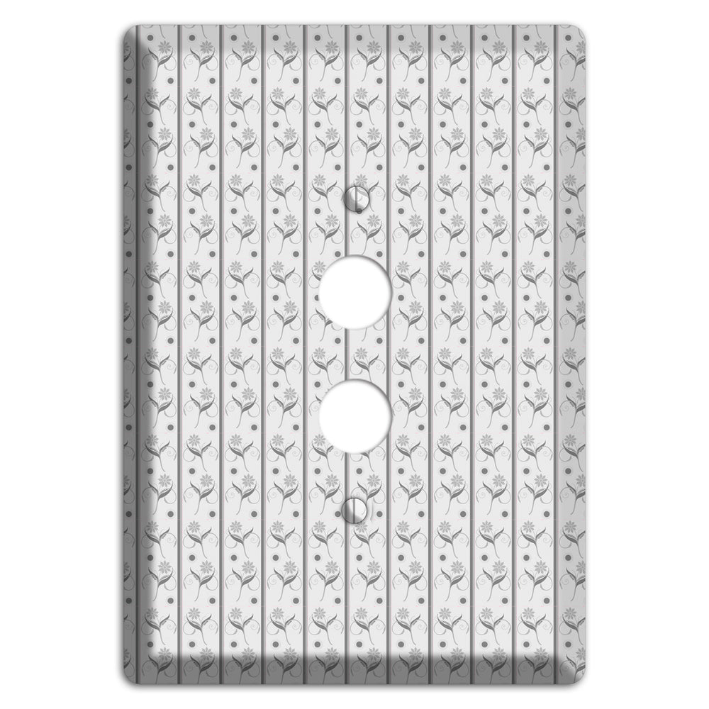 Grey Small Floral Pattern 1 Pushbutton Wallplate