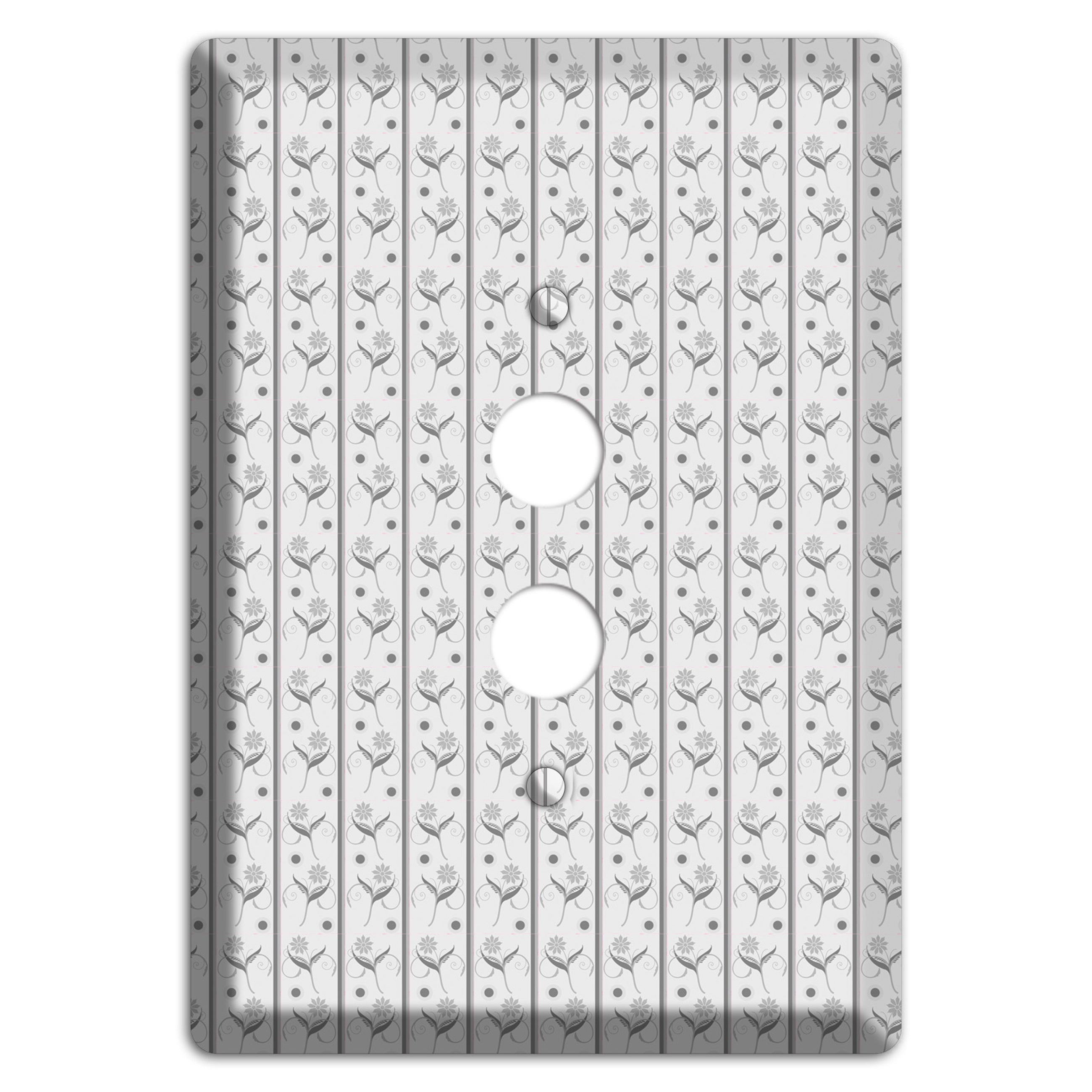 Grey Small Floral Pattern 1 Pushbutton Wallplate