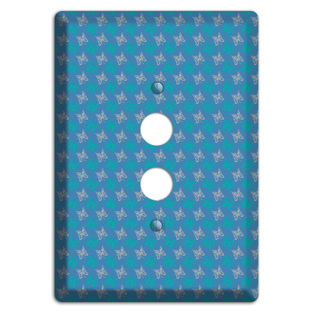 Blue with White and Turquoise Butterflies 1 Pushbutton Wallplate