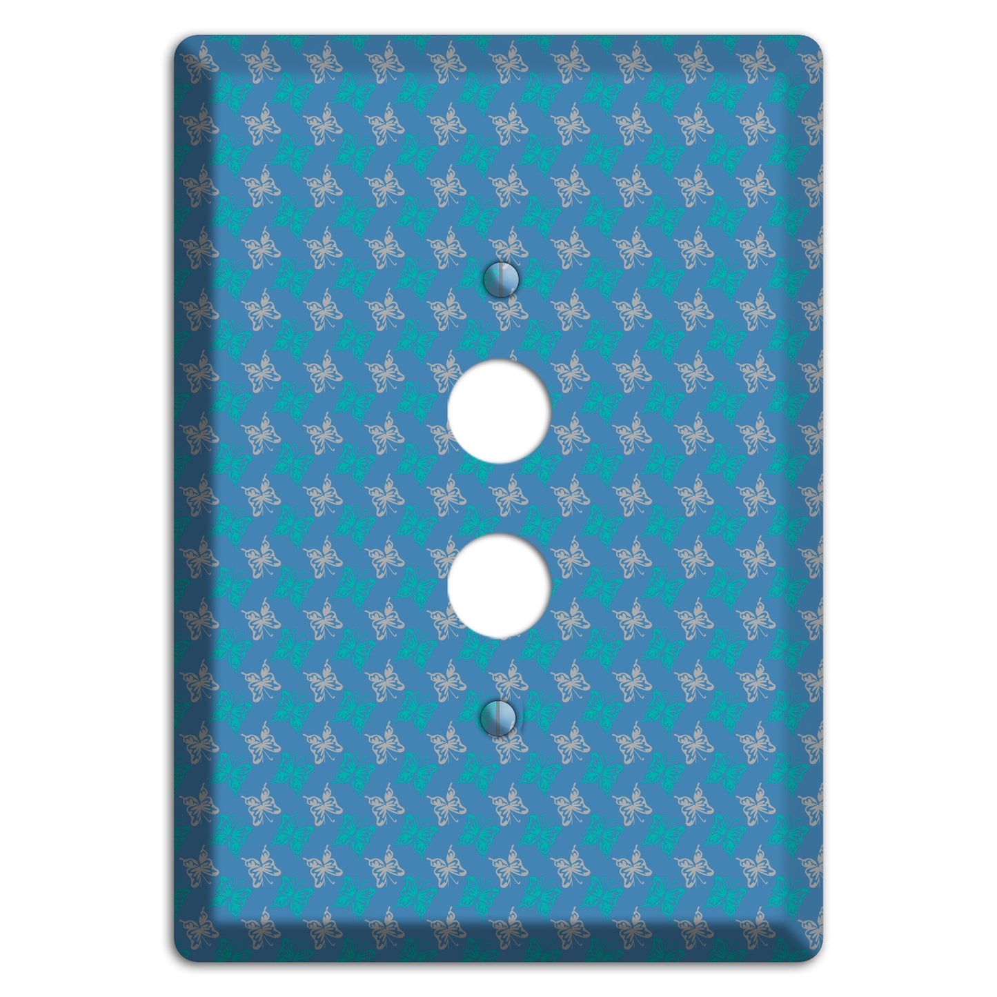 Blue with White and Turquoise Butterflies 1 Pushbutton Wallplate