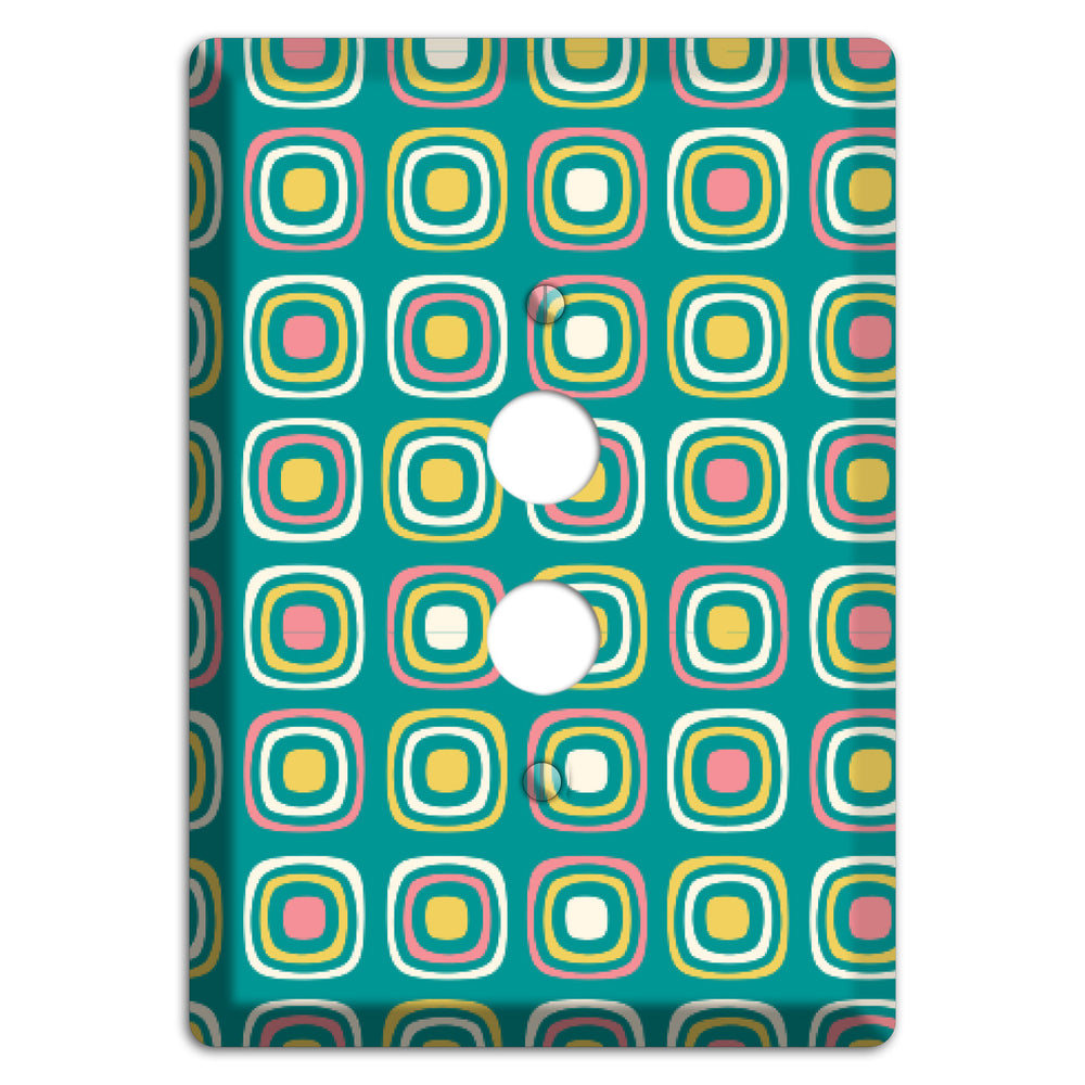 Mulri Teal Coral Lime Retro Squares 1 Pushbutton Wallplate