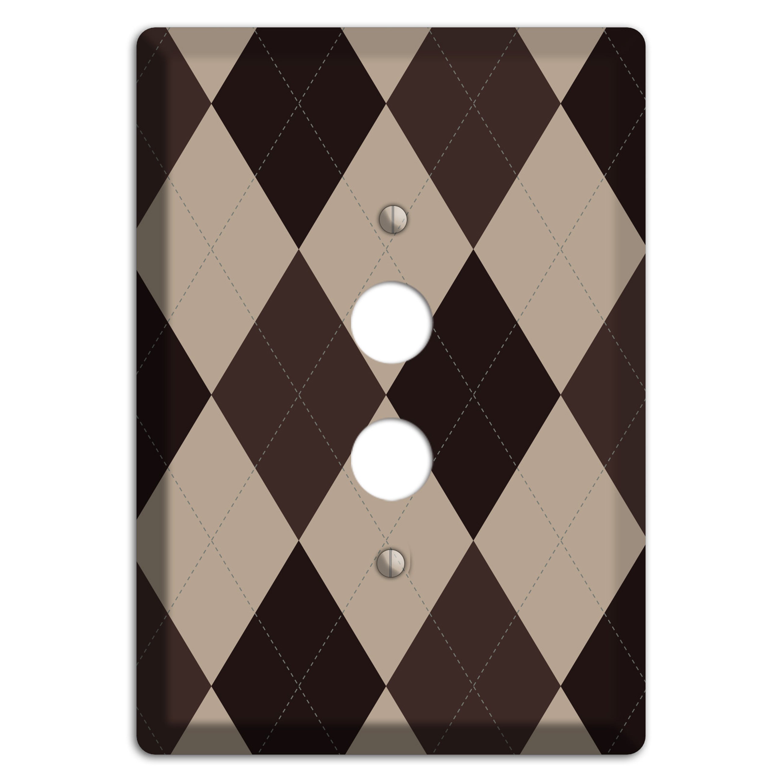 Brown and Beige Argyle 1 Pushbutton Wallplate