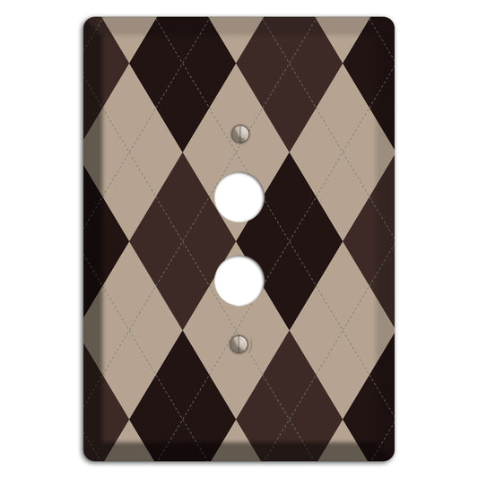 Brown and Beige Argyle 1 Pushbutton Wallplate
