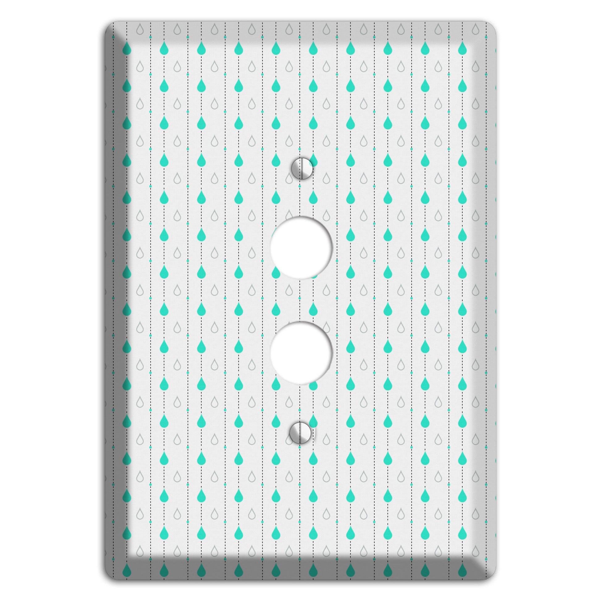White and Blue Drops 1 Pushbutton Wallplate