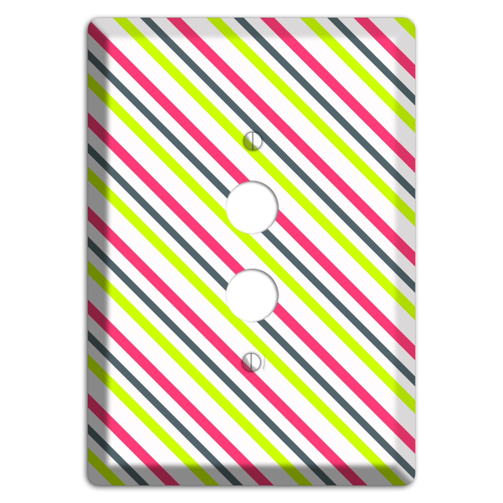 Fuschia and Lime Angled Stripe 1 Pushbutton Wallplate