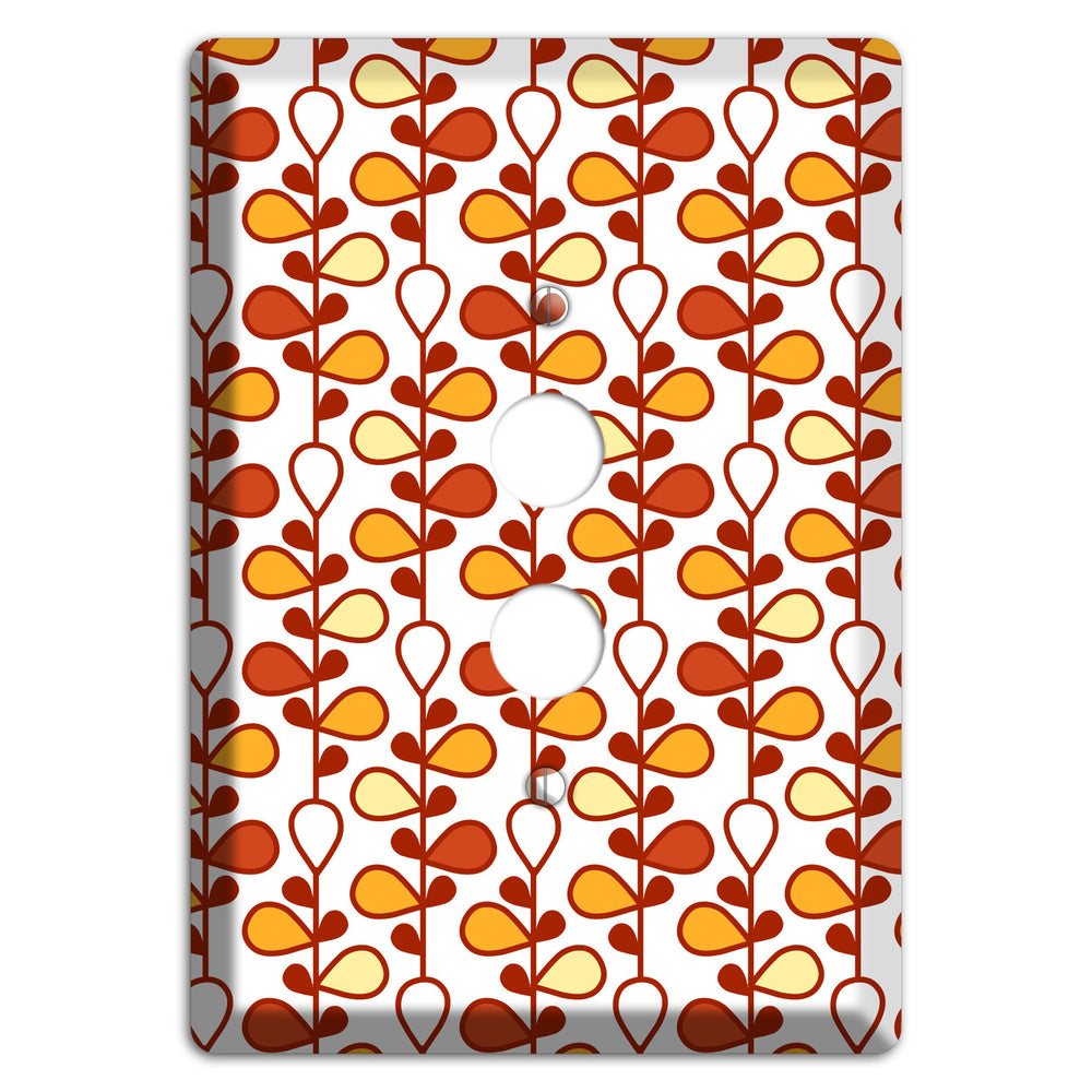 White with Red and Orange Drop and Vine 1 Pushbutton Wallplate