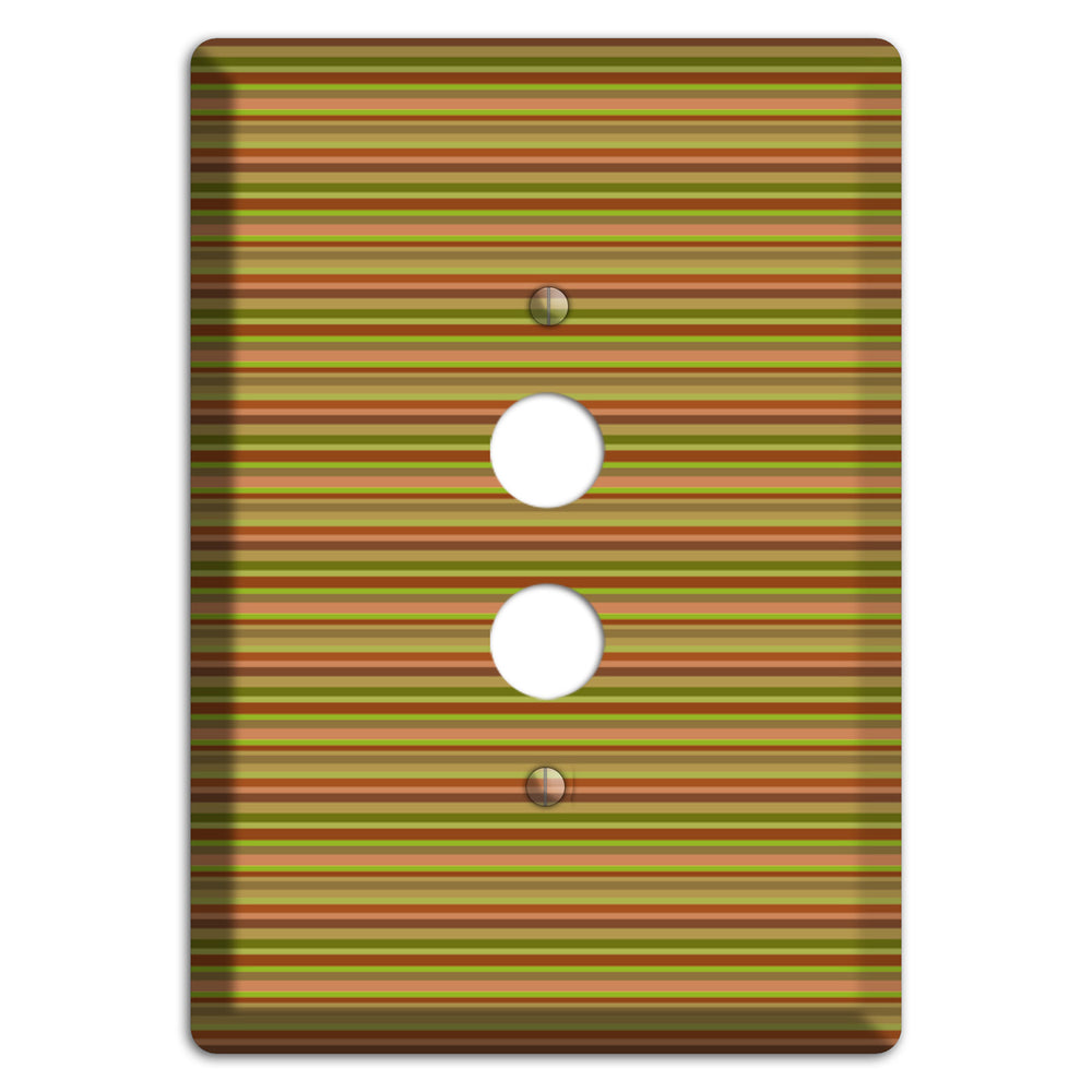 Multi Olive Burgundy Horizontal Stripes 1 Pushbutton Wallplate