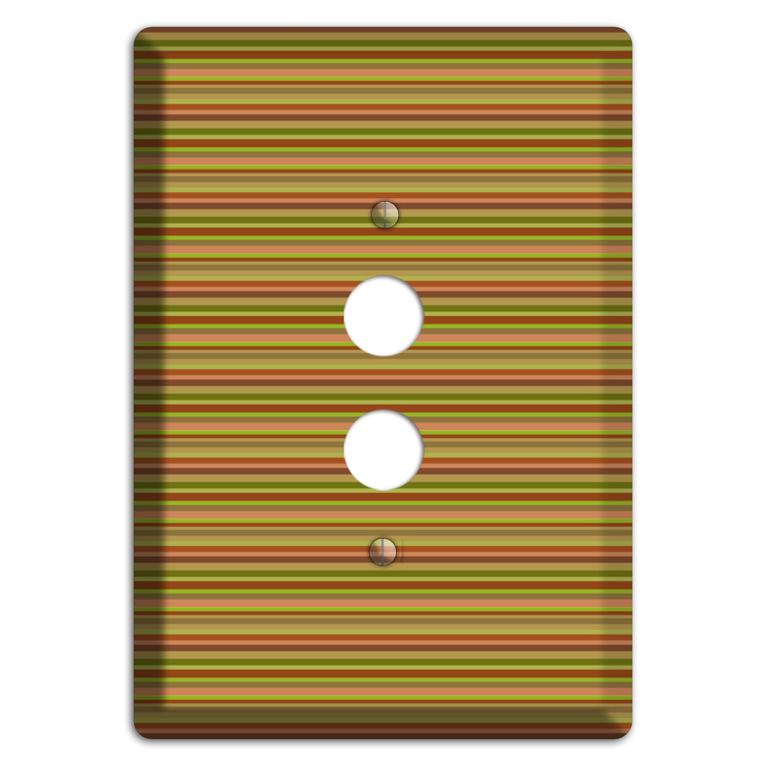 Multi Olive Burgundy Horizontal Stripes 1 Pushbutton Wallplate