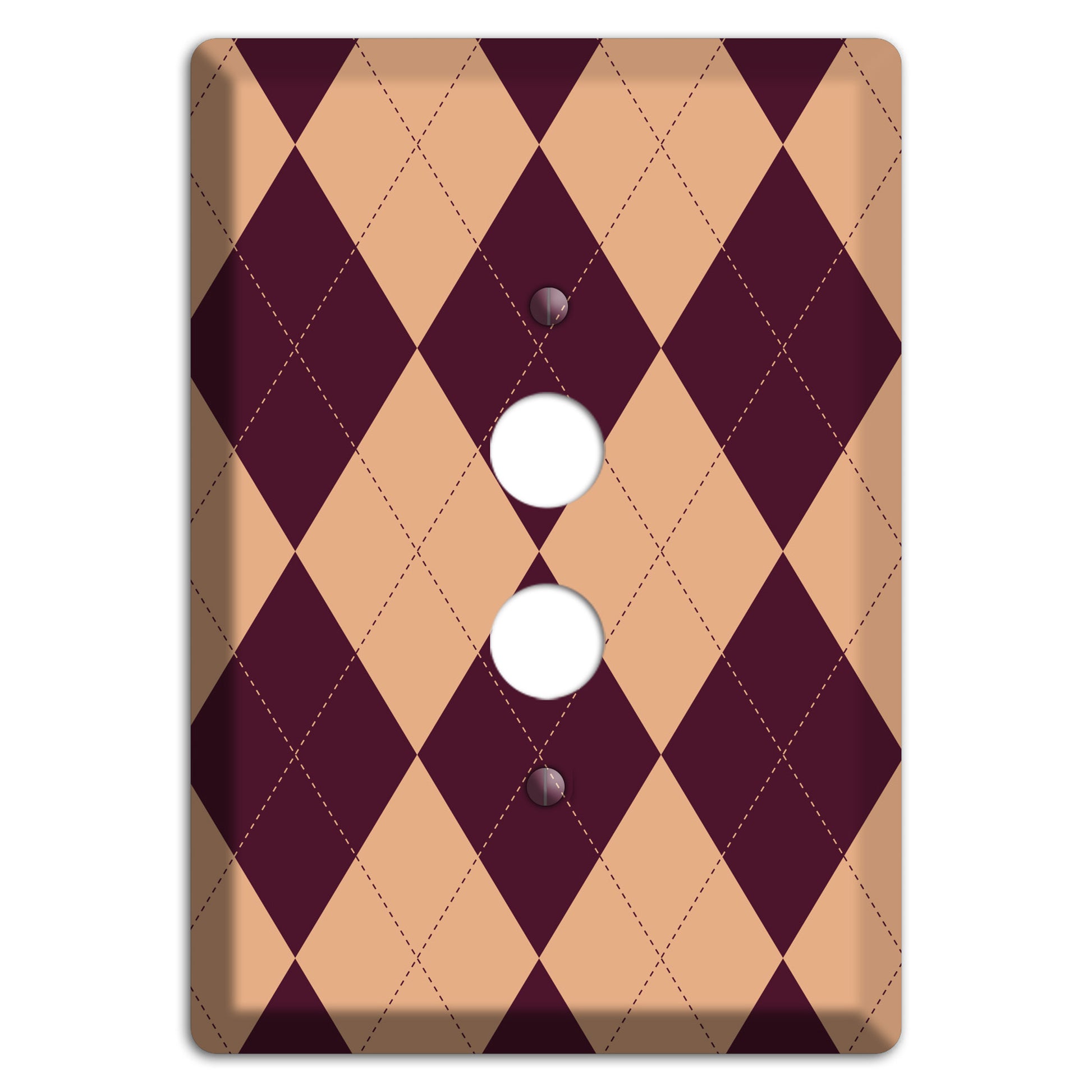 Purple and Beige Argyle 1 Pushbutton Wallplate