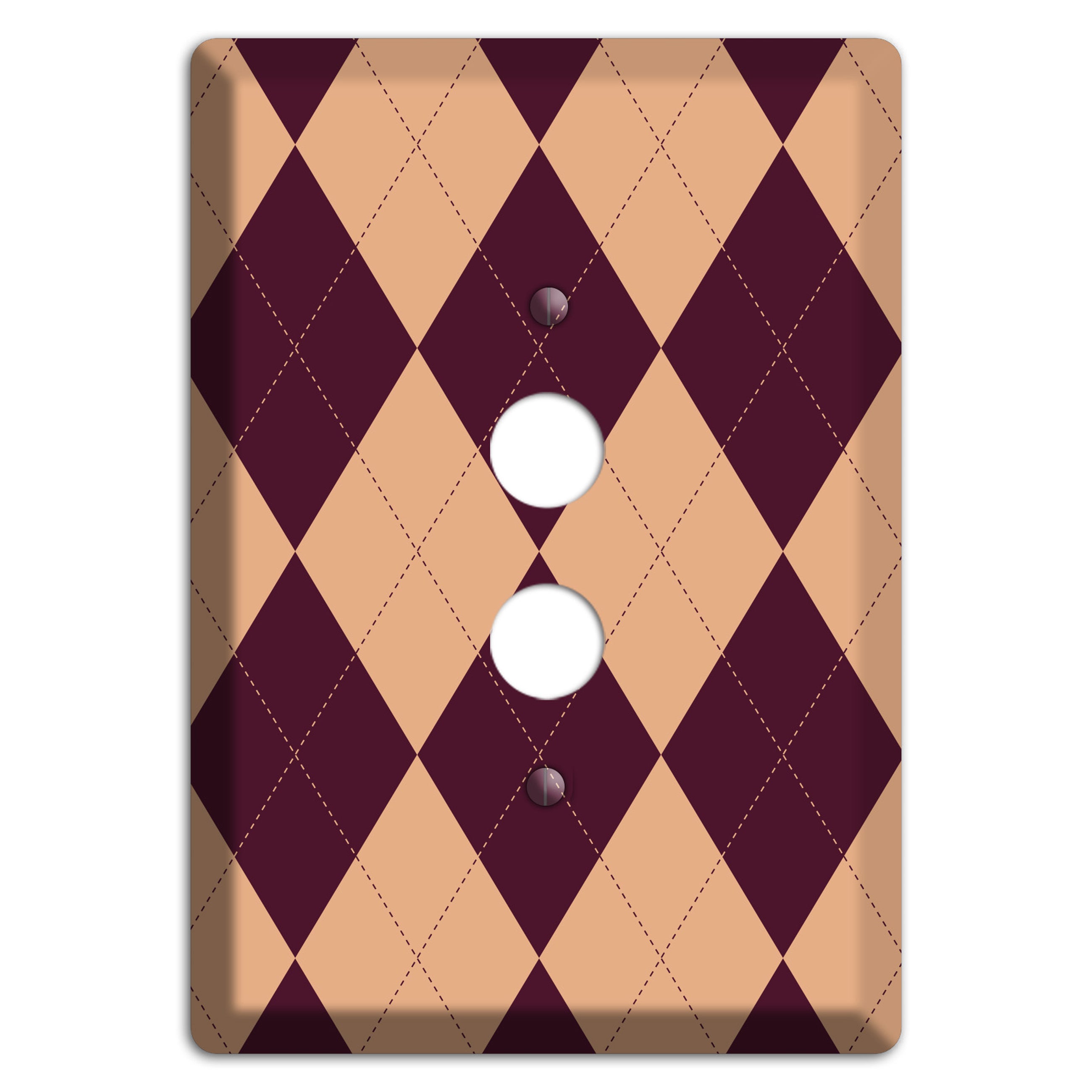 Purple and Beige Argyle 1 Pushbutton Wallplate