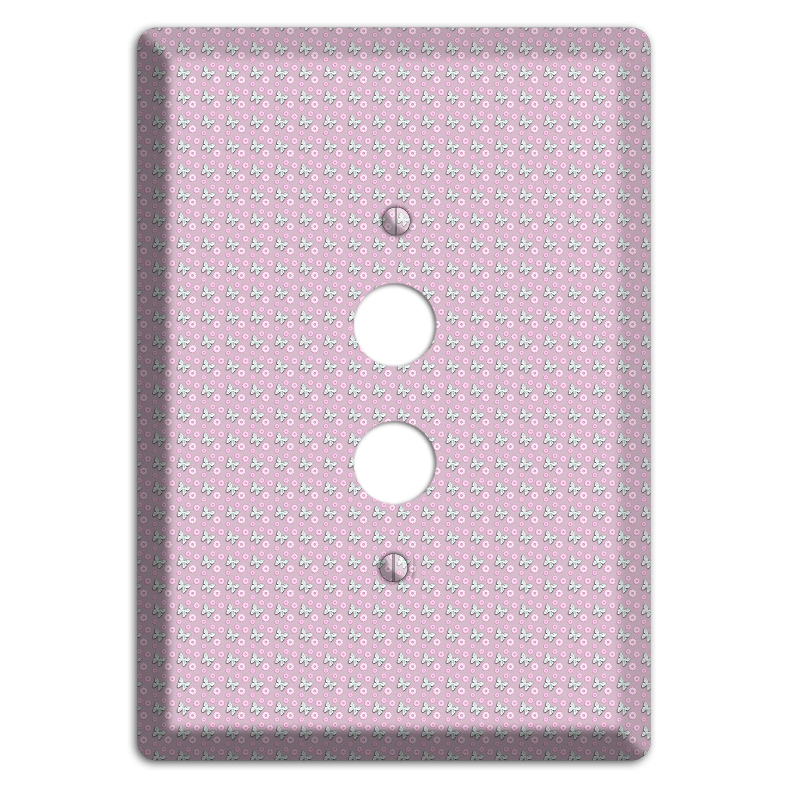 Pink with Butterflies 1 Pushbutton Wallplate
