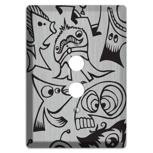 Whimsical Faces 2  Stainless 1 Pushbutton Wallplate