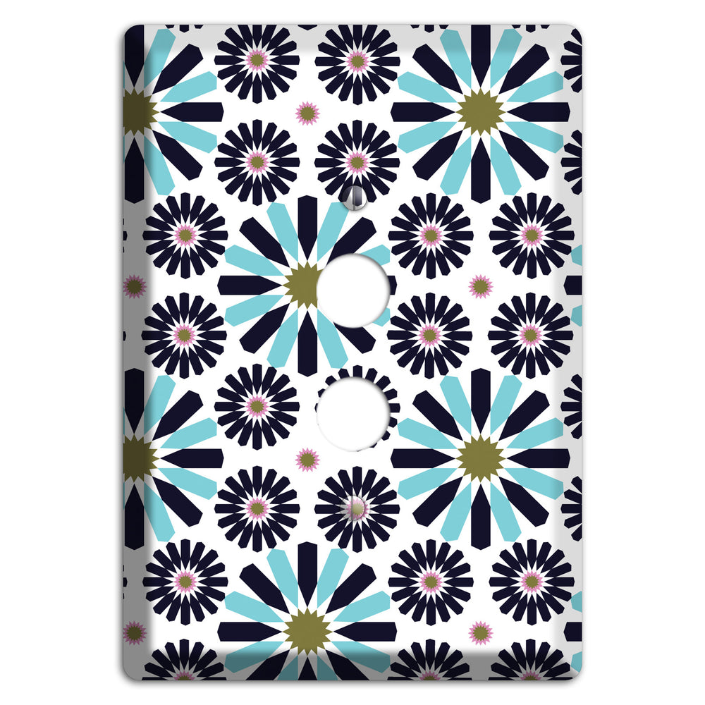 Dusty Blue and Olive Scandinavian Floral 1 Pushbutton Wallplate