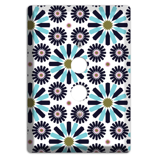 Dusty Blue and Olive Scandinavian Floral 1 Pushbutton Wallplate