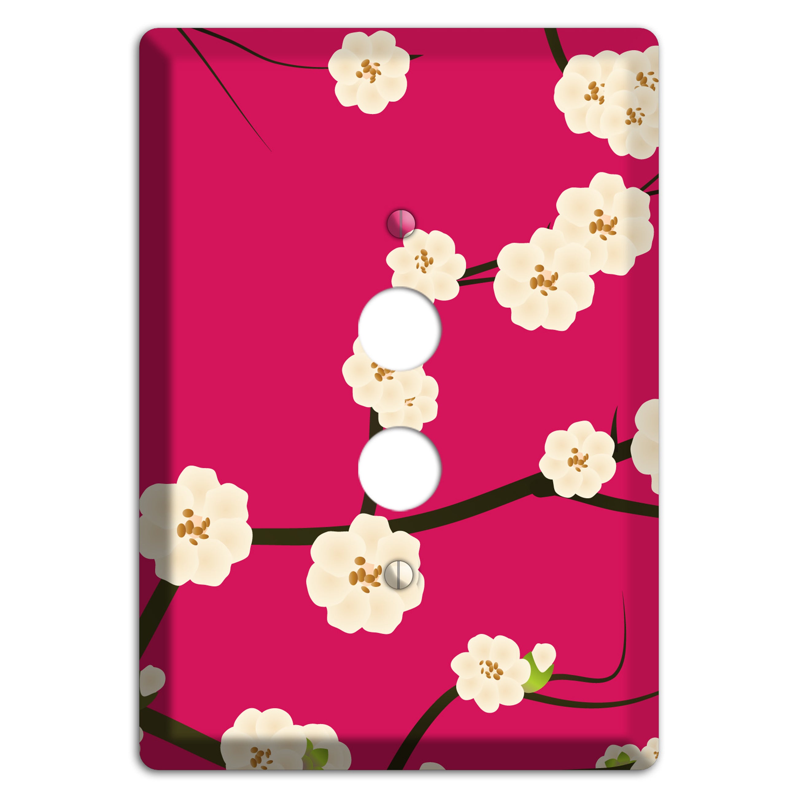 Red Cherry Bloosoms 1 Pushbutton Wallplate