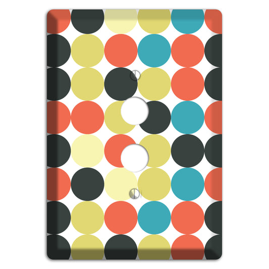 Coral Black Yellow Olive Blue Aqua Tiled Dots 1 Pushbutton Wallplate
