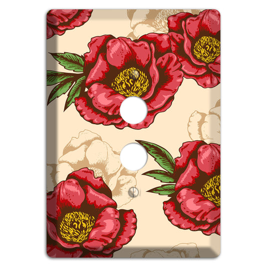 Red Peony Style A 1 Pushbutton Wallplate