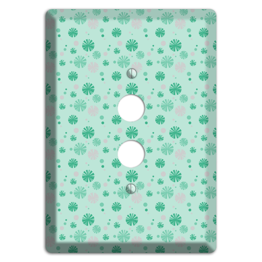 Multi Aqua and Grey Retro Burst 1 Pushbutton Wallplate