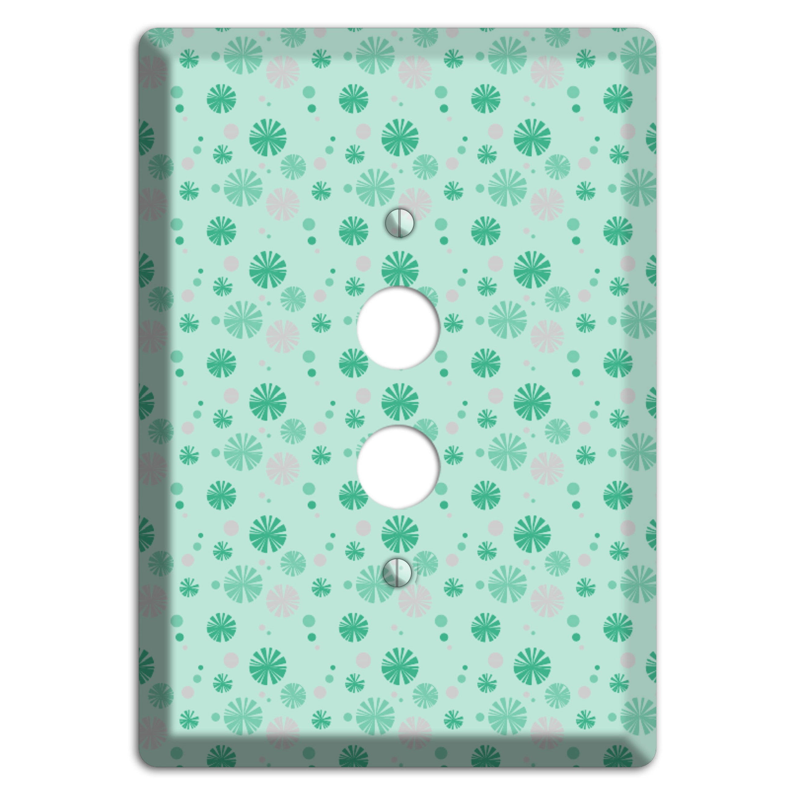 Multi Aqua and Grey Retro Burst 1 Pushbutton Wallplate
