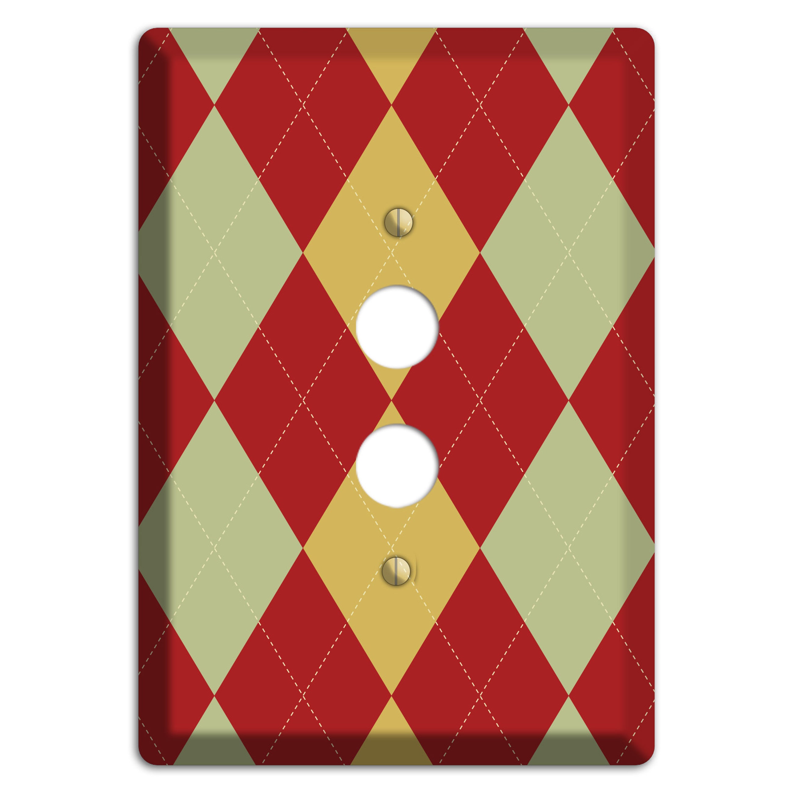 Burnt Orange and Light Green Argyle 1 Pushbutton Wallplate