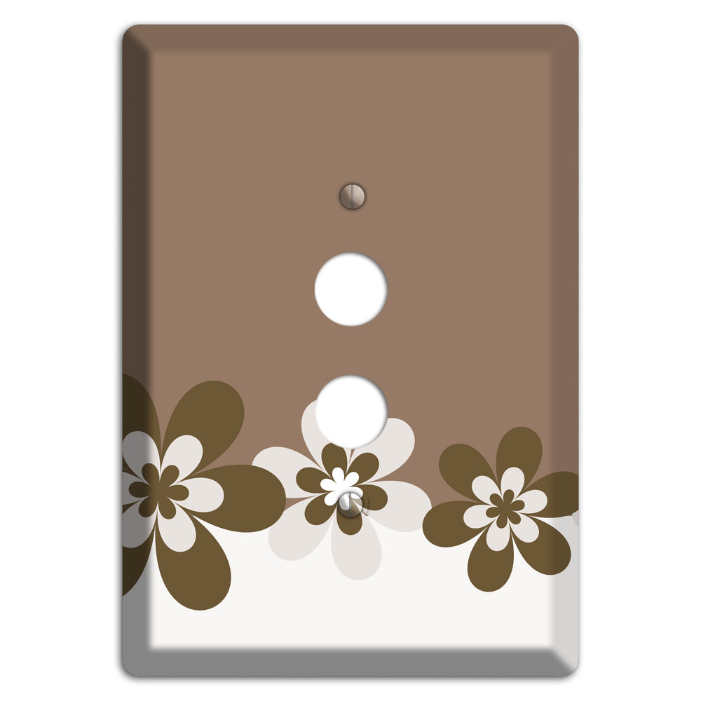 Brown Hippie Flowers 1 Pushbutton Wallplate