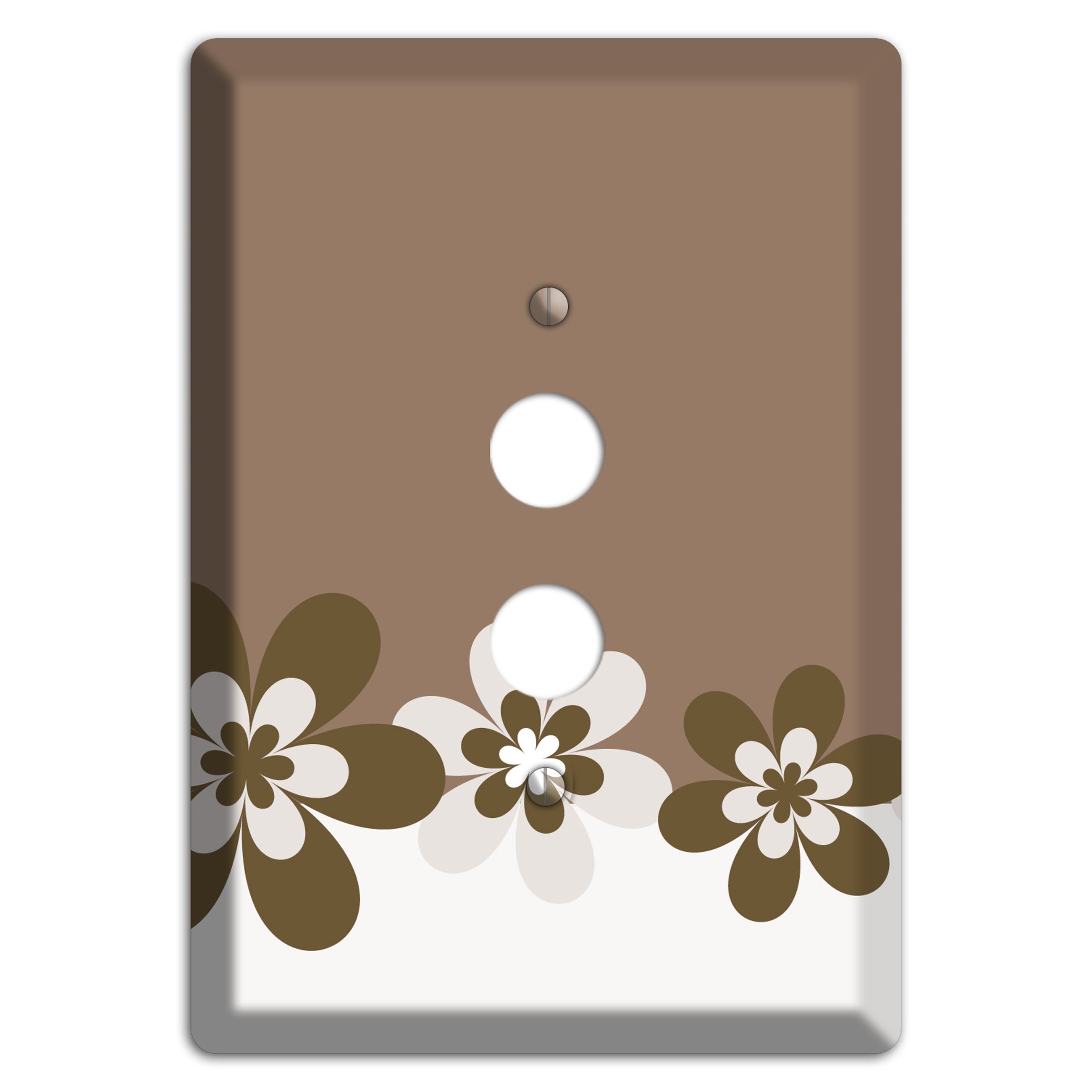 Brown Hippie Flowers 1 Pushbutton Wallplate
