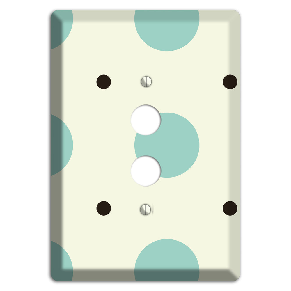 Soft Green with Aqua and Black Multi Tiled Medium Dots 1 Pushbutton Wallplate