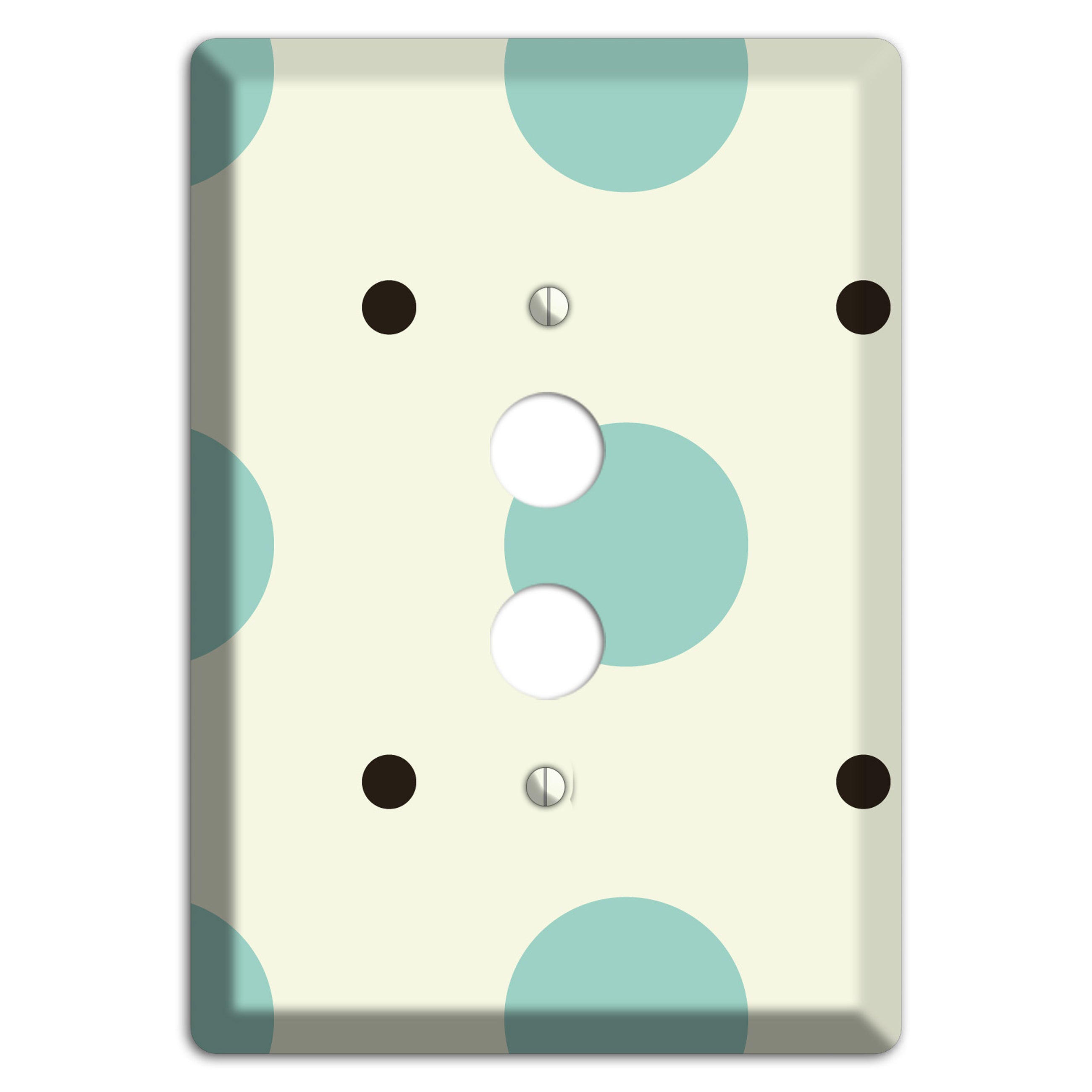 Soft Green with Aqua and Black Multi Tiled Medium Dots 1 Pushbutton Wallplate