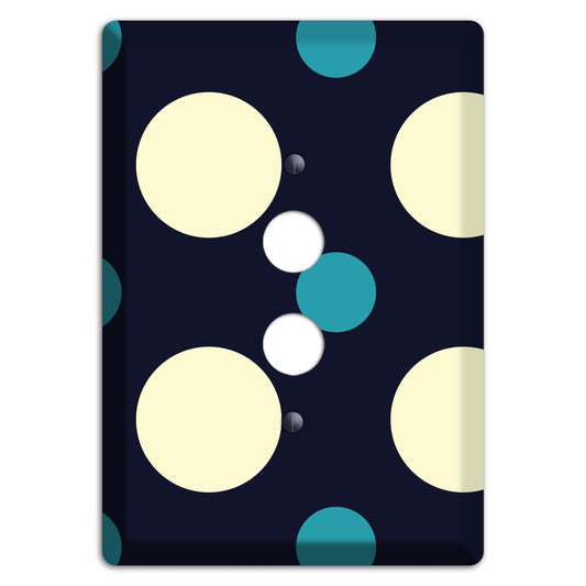 Black with Yellow and Teal Multi Medium Polka Dots 1 Pushbutton Wallplate