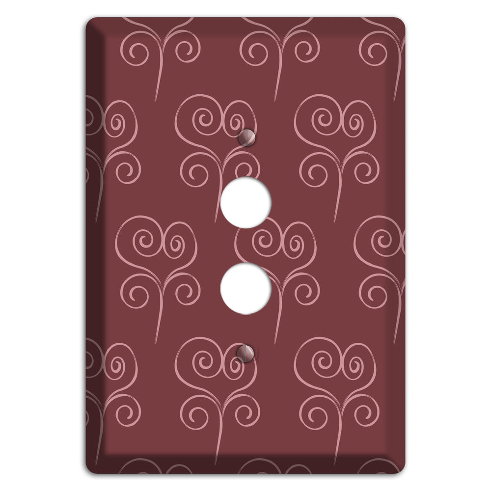 Maroon Scroll Heart 1 Pushbutton Wallplate