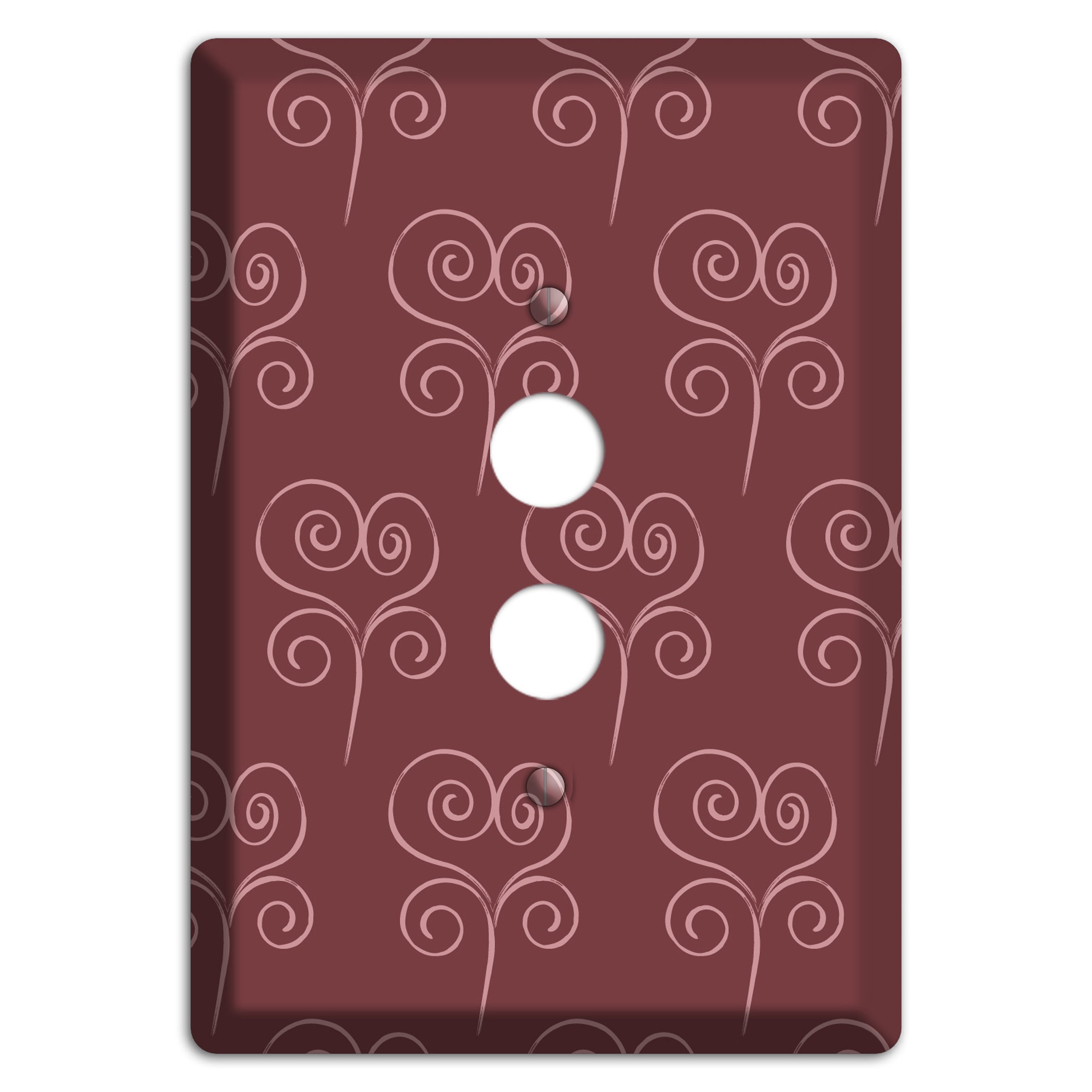 Maroon Scroll Heart 1 Pushbutton Wallplate