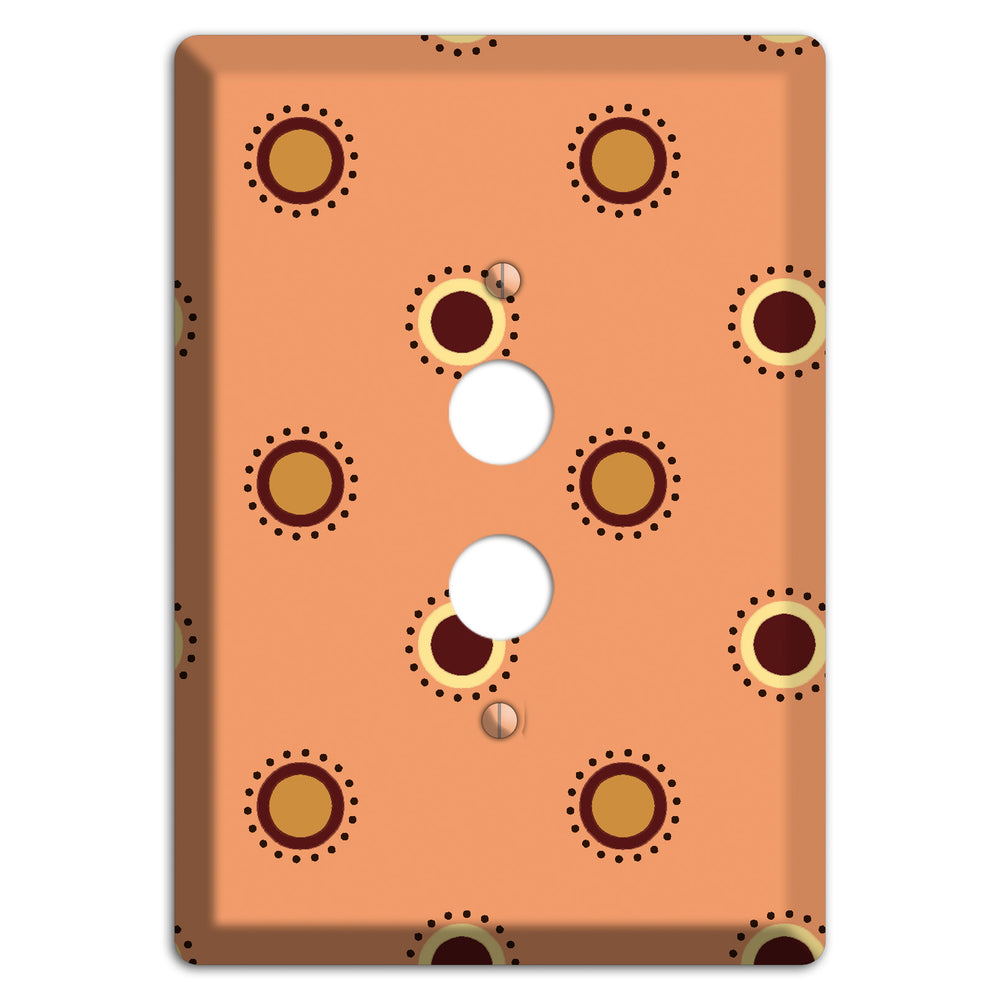 Coral with Multi Brown Suzani Dots 1 Pushbutton Wallplate