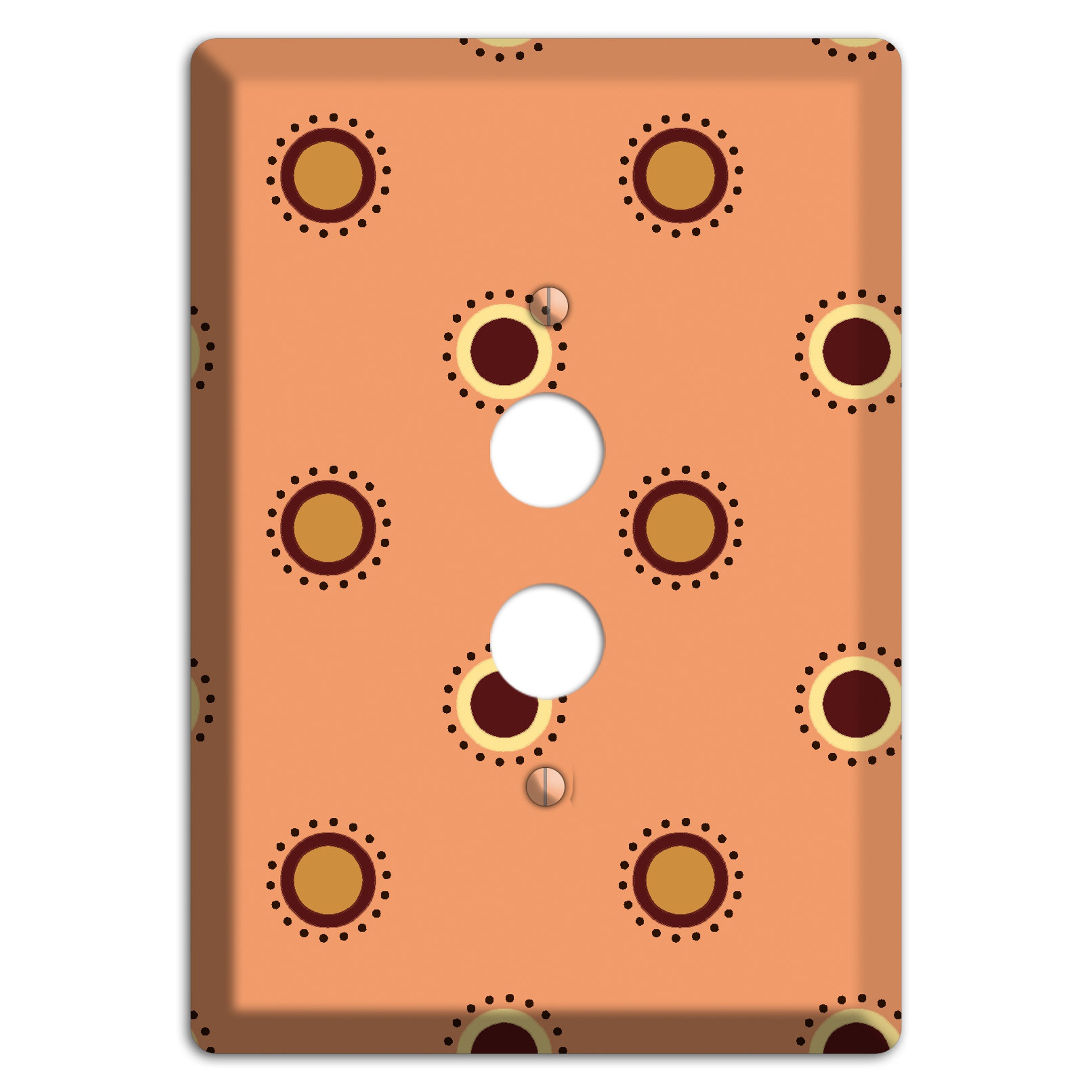 Coral with Multi Brown Suzani Dots 1 Pushbutton Wallplate