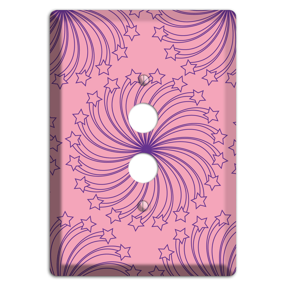 Pink with Purple Star Swirl 1 Pushbutton Wallplate