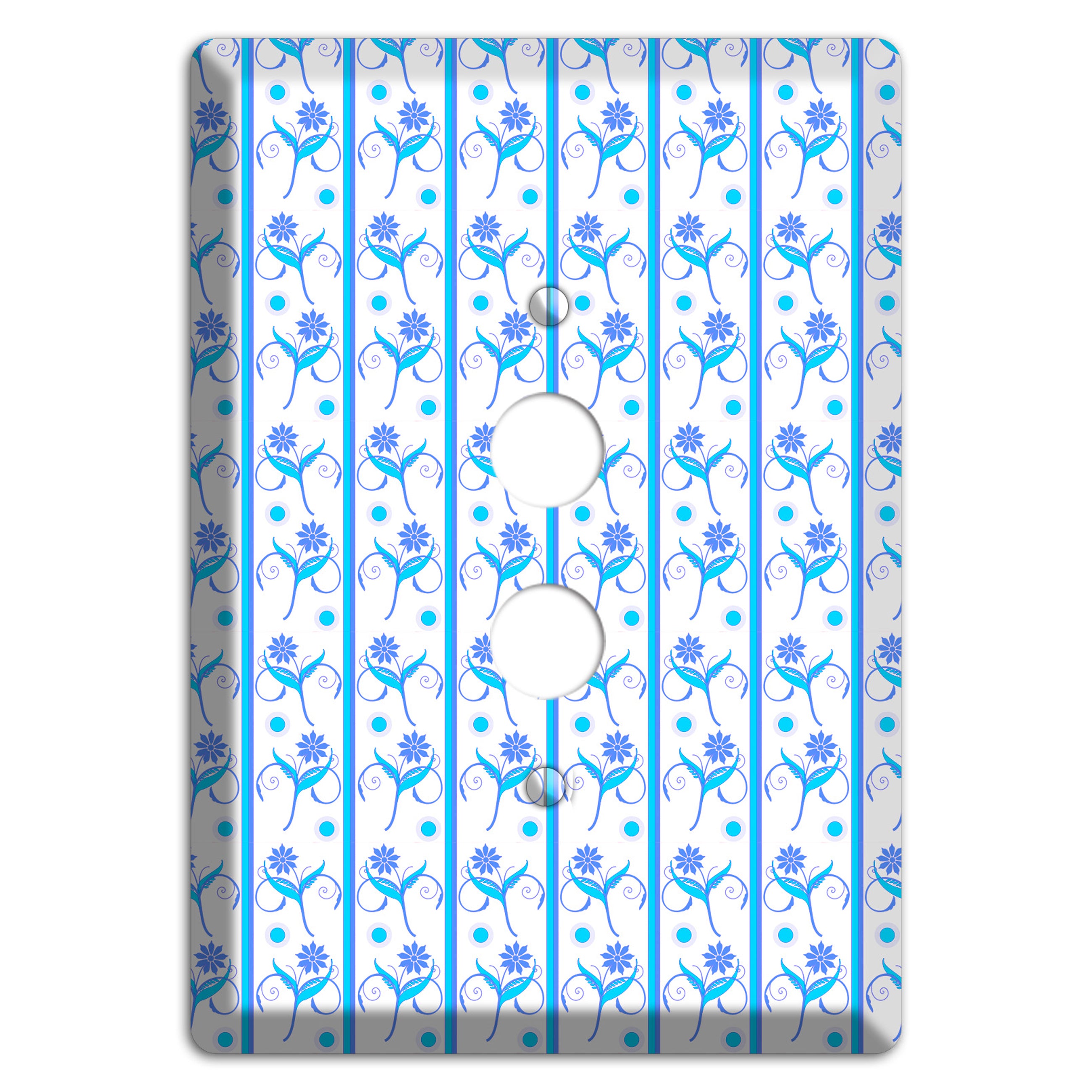 Blue Floral Pattern 1 Pushbutton Wallplate