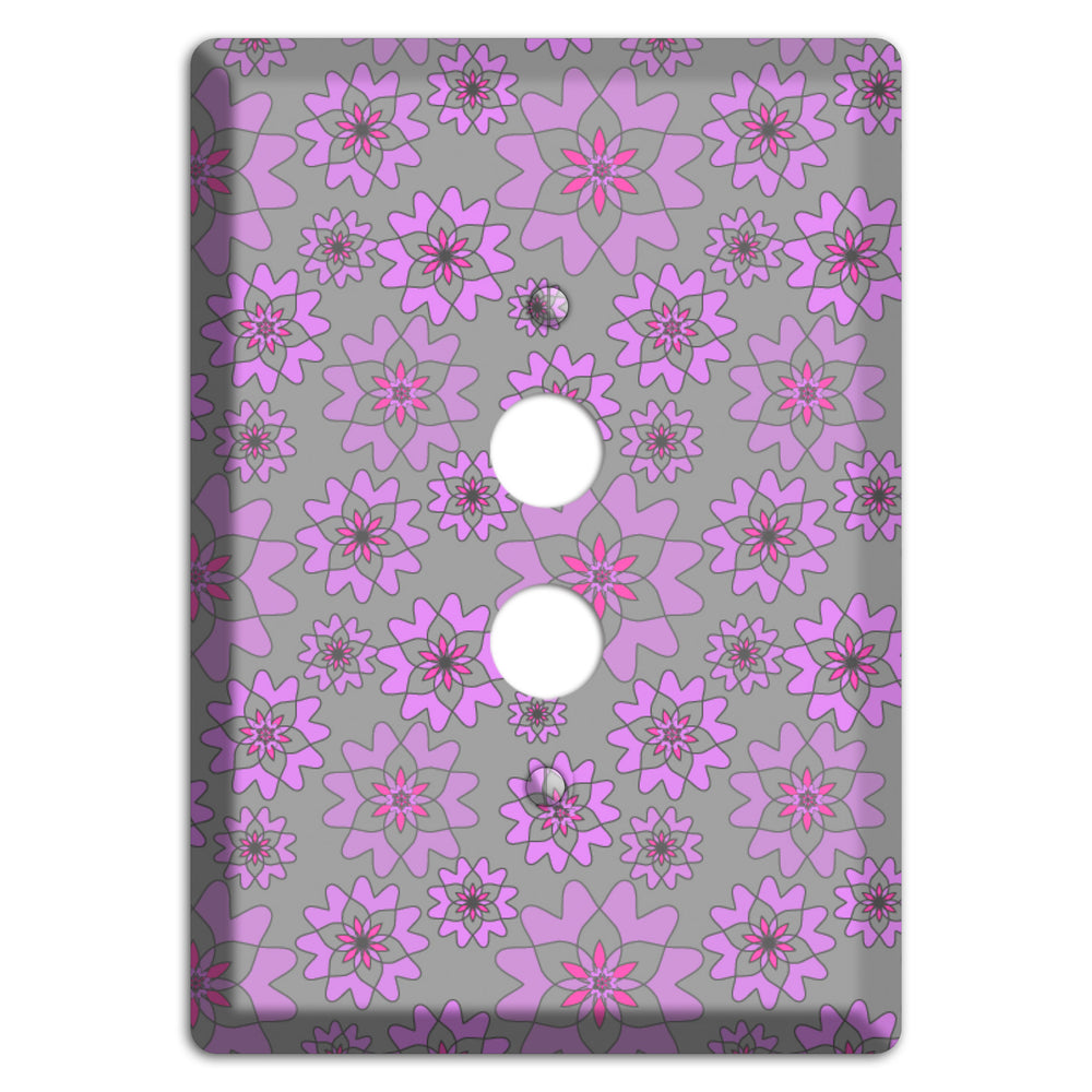 Grey with Purple Retro Suzani 1 Pushbutton Wallplate
