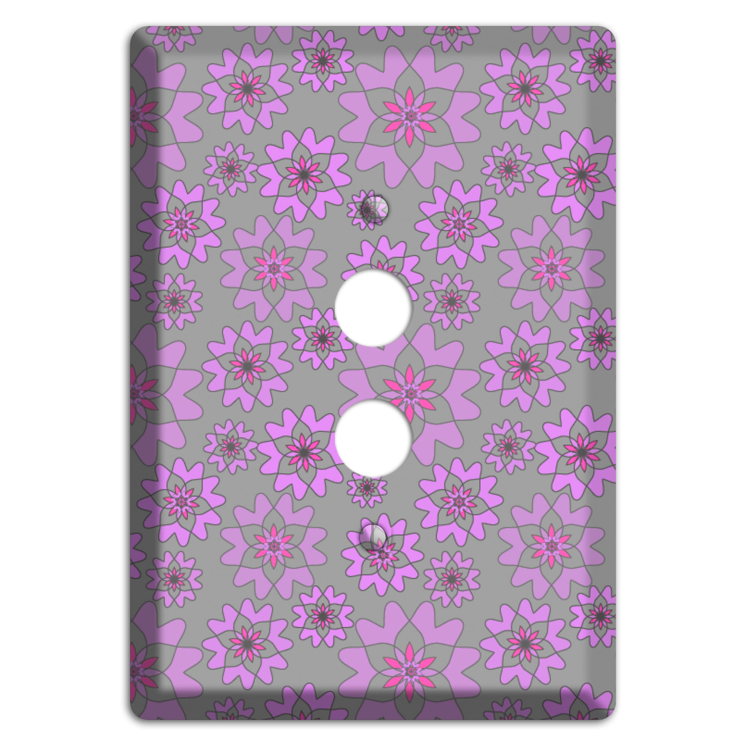 Grey with Purple Retro Suzani 1 Pushbutton Wallplate