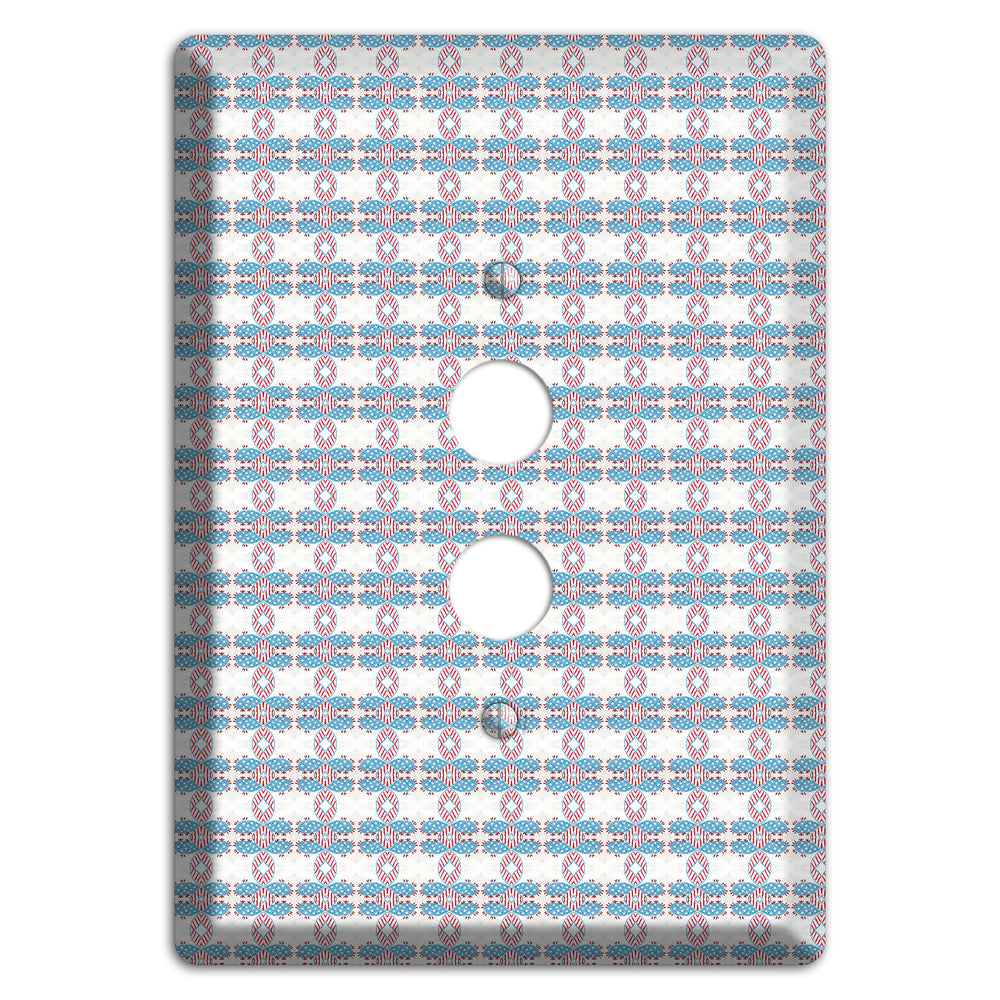 White with Faded Blue and Red Tapestry 1 Pushbutton Wallplate