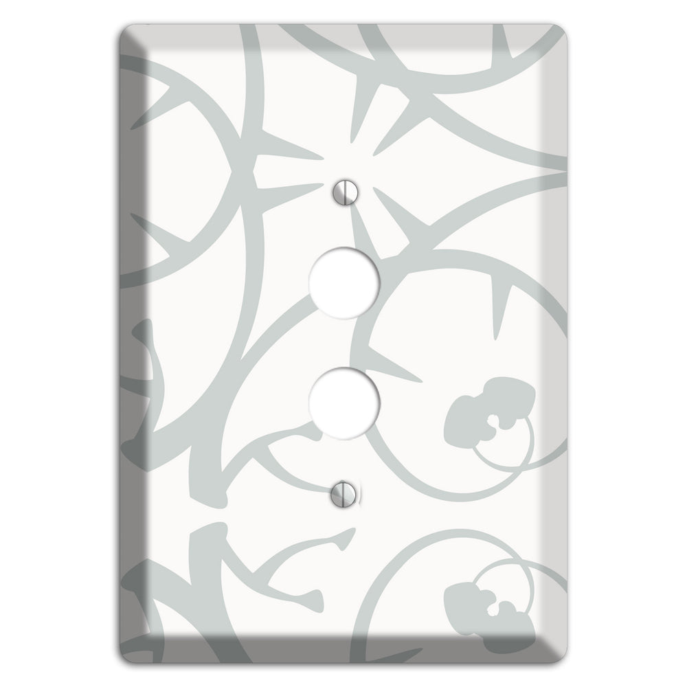 White with Grey Abstract Swirl 1 Pushbutton Wallplate