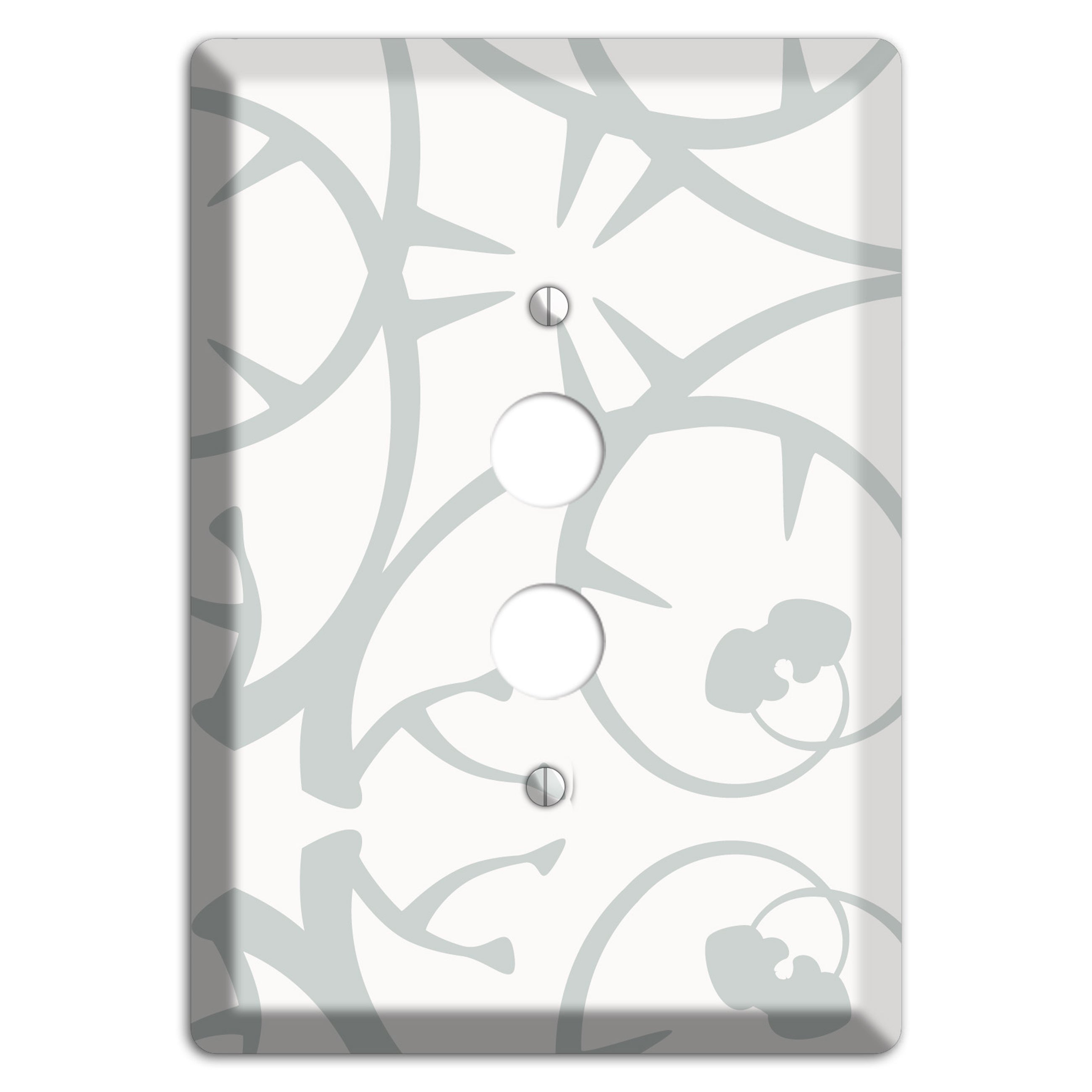White with Grey Abstract Swirl 1 Pushbutton Wallplate