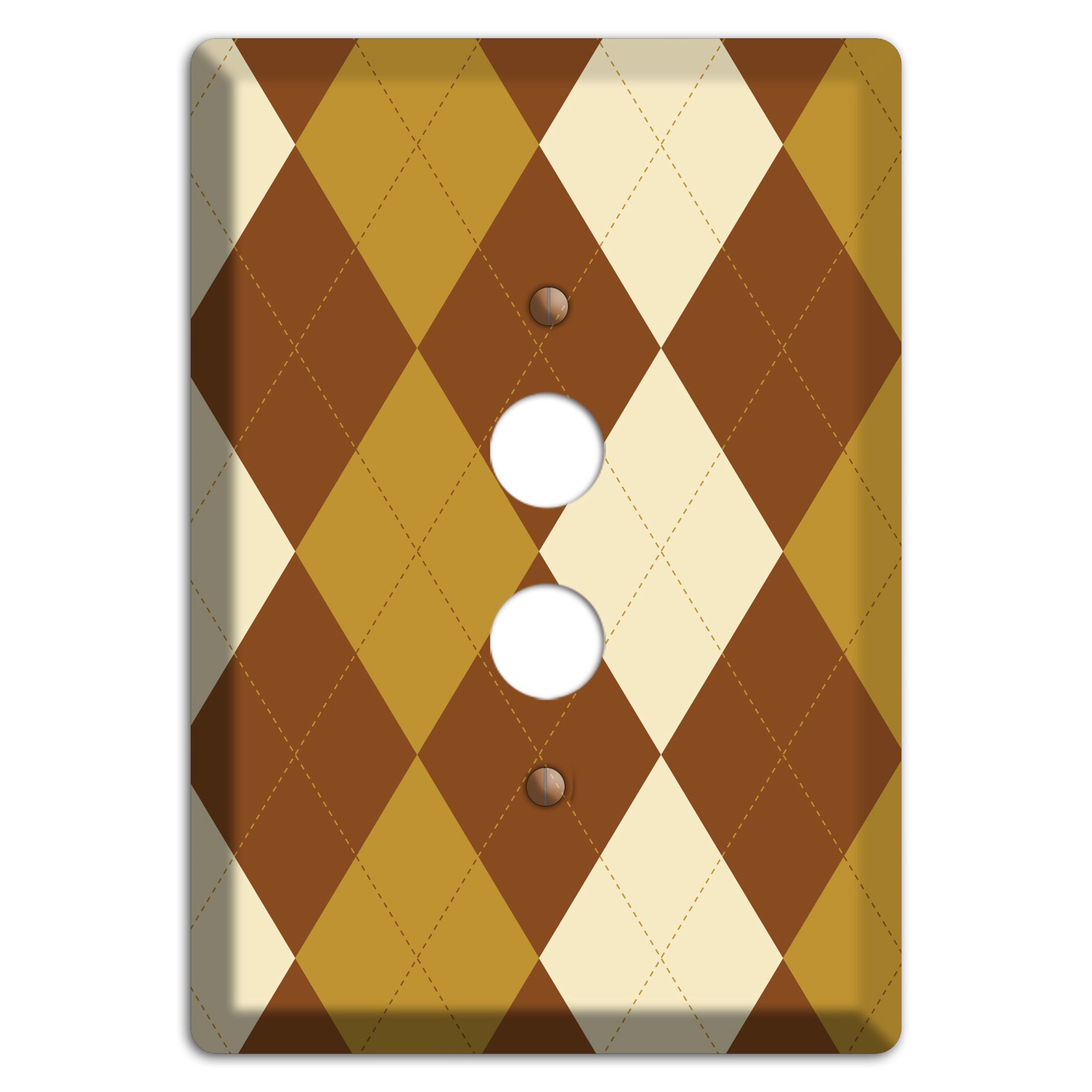 Multi Brown Argyle 1 Pushbutton Wallplate