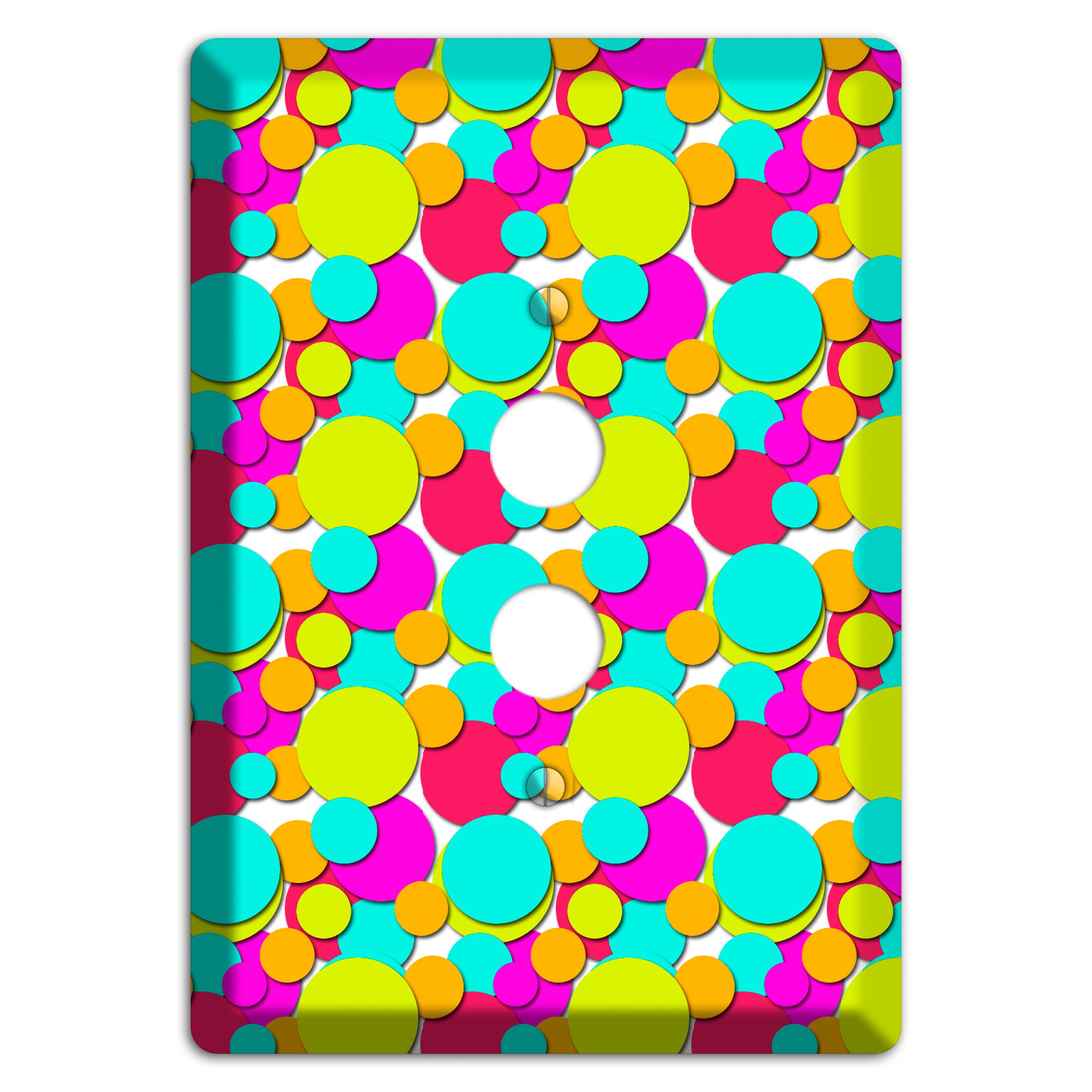 Aqua Fuschia Yellow Red Orange Bubble Dots 1 Pushbutton Wallplate