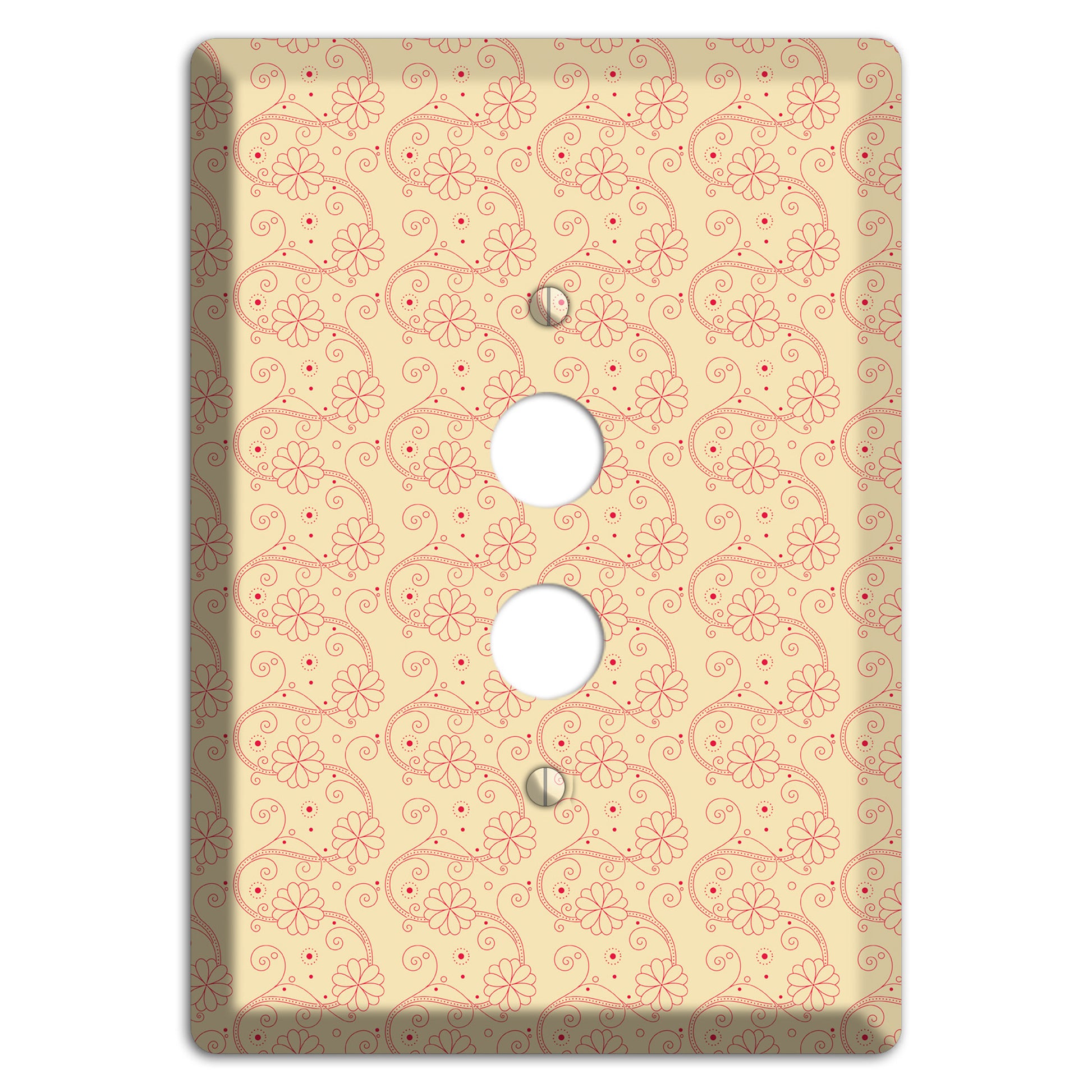 Tiny Off White Floral Swirl 1 Pushbutton Wallplate