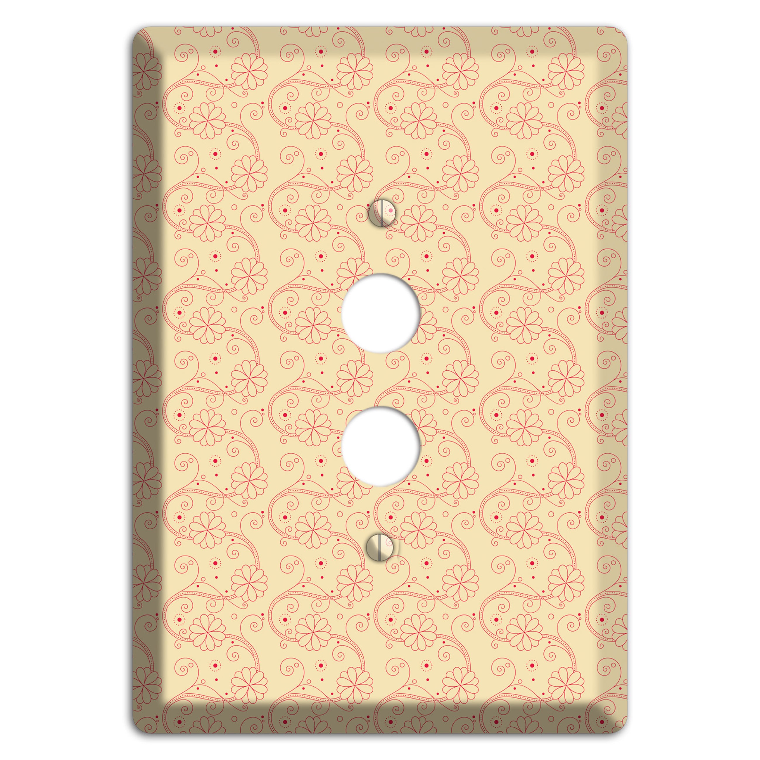 Tiny Off White Floral Swirl 1 Pushbutton Wallplate