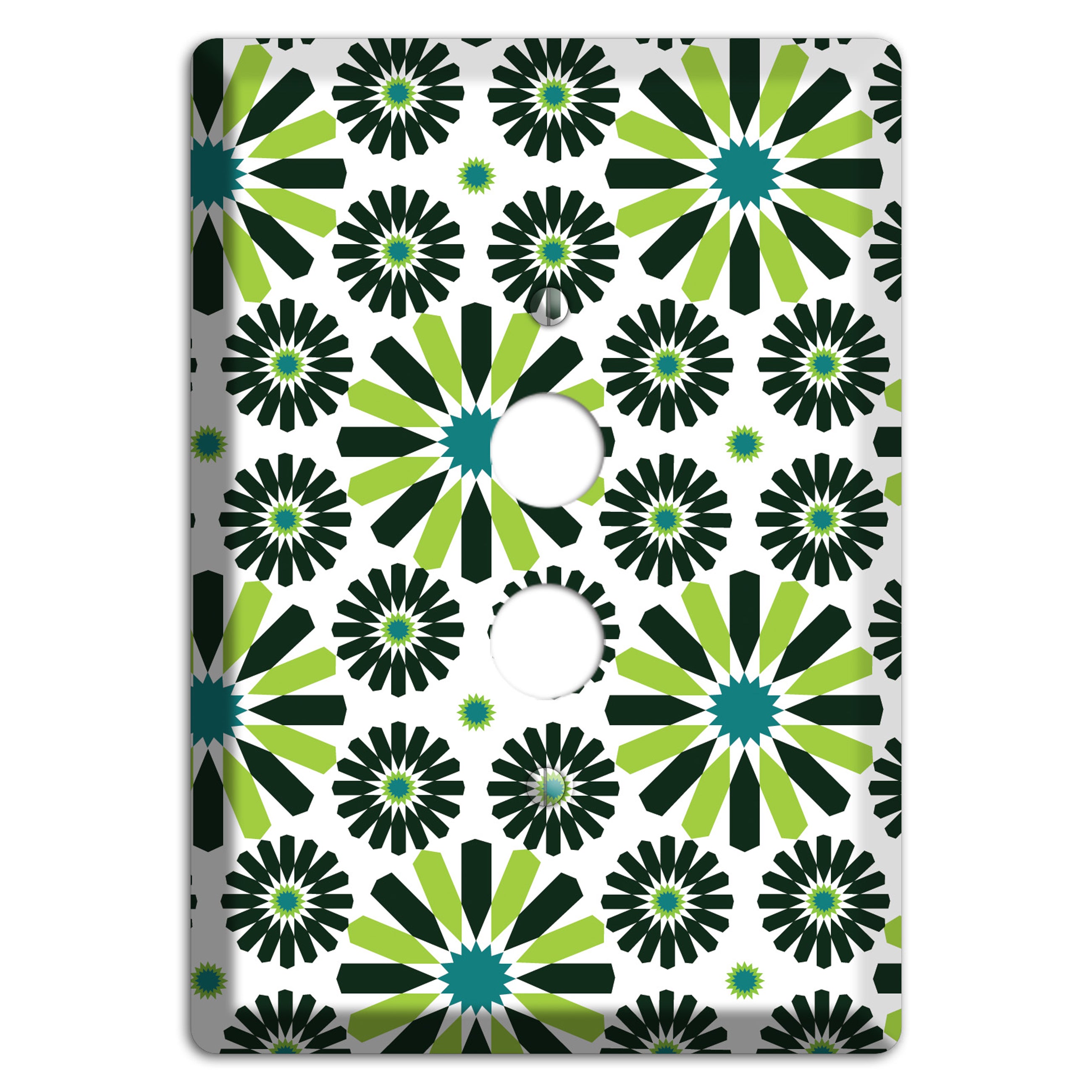 Lime and Teal Scandinavian Floral 1 Pushbutton Wallplate