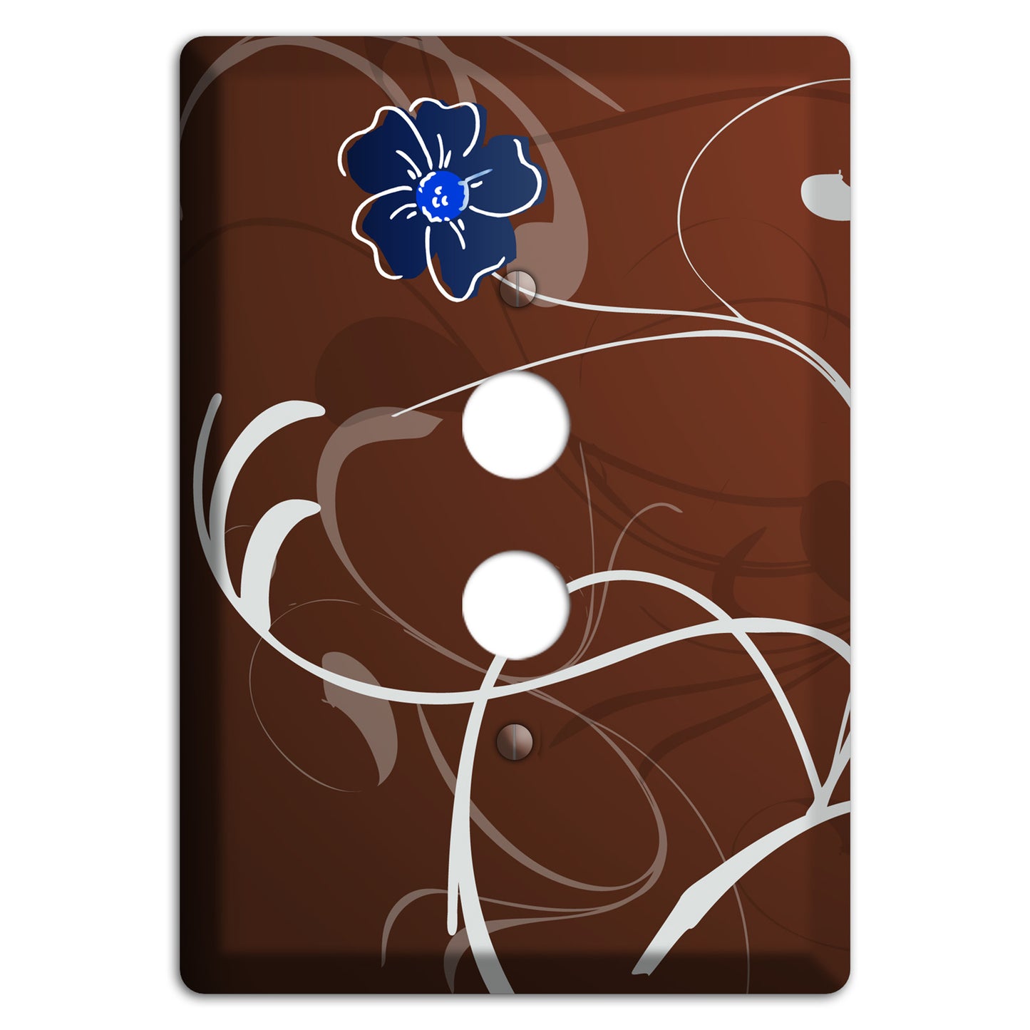 Brown Flower with Swirl 1 Pushbutton Wallplate