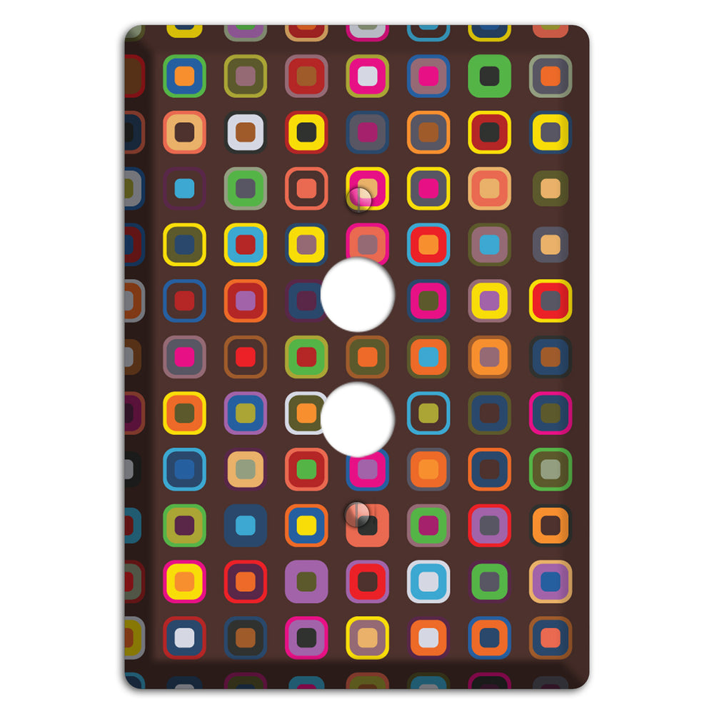 Brown with Multi Retro Squares 1 Pushbutton Wallplate