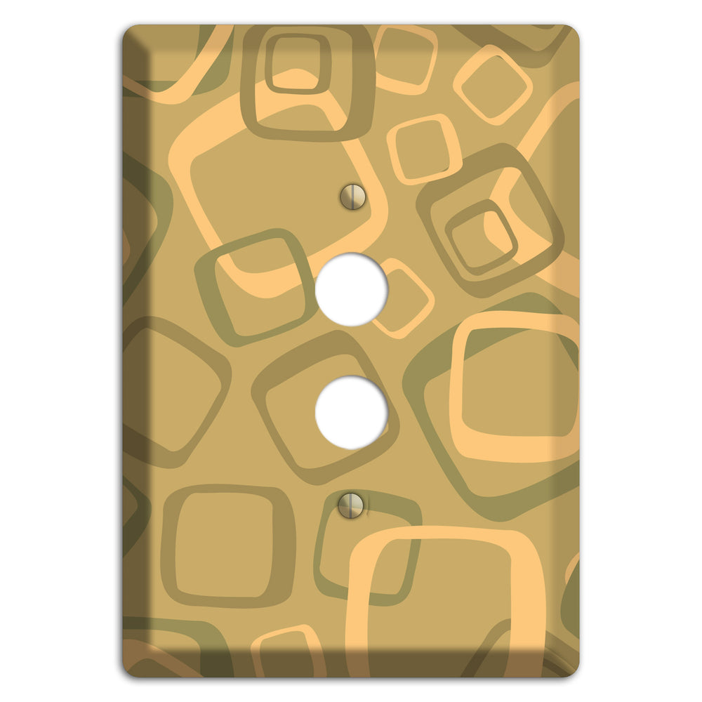 Multi Olive Random Retro Squares 1 Pushbutton Wallplate