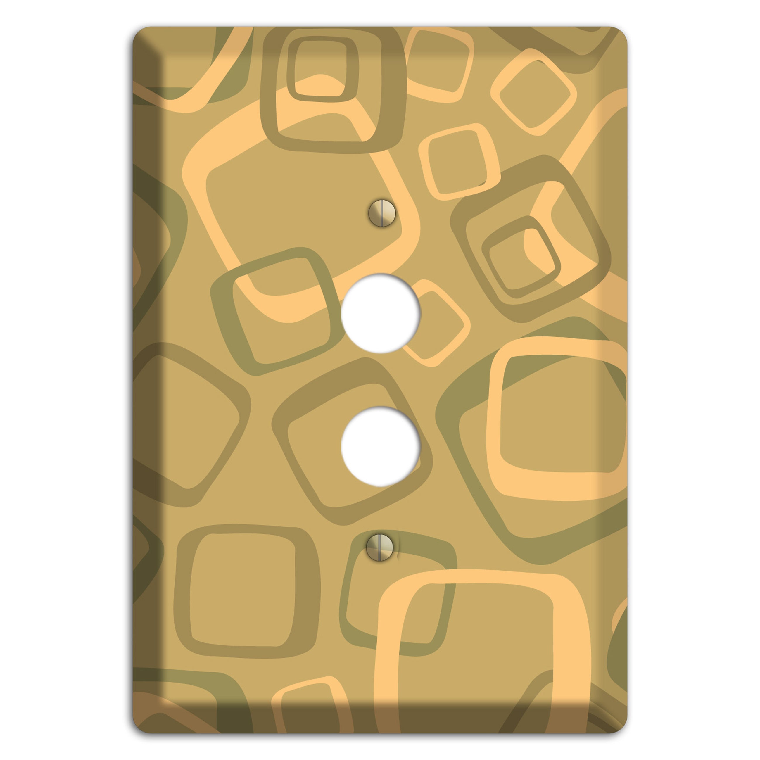 Multi Olive Random Retro Squares 1 Pushbutton Wallplate