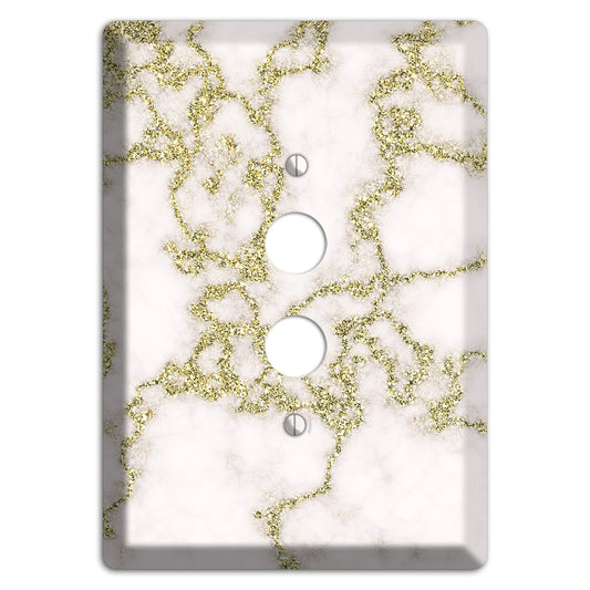 White and Gold Marble Shatter 1 Pushbutton Wallplate